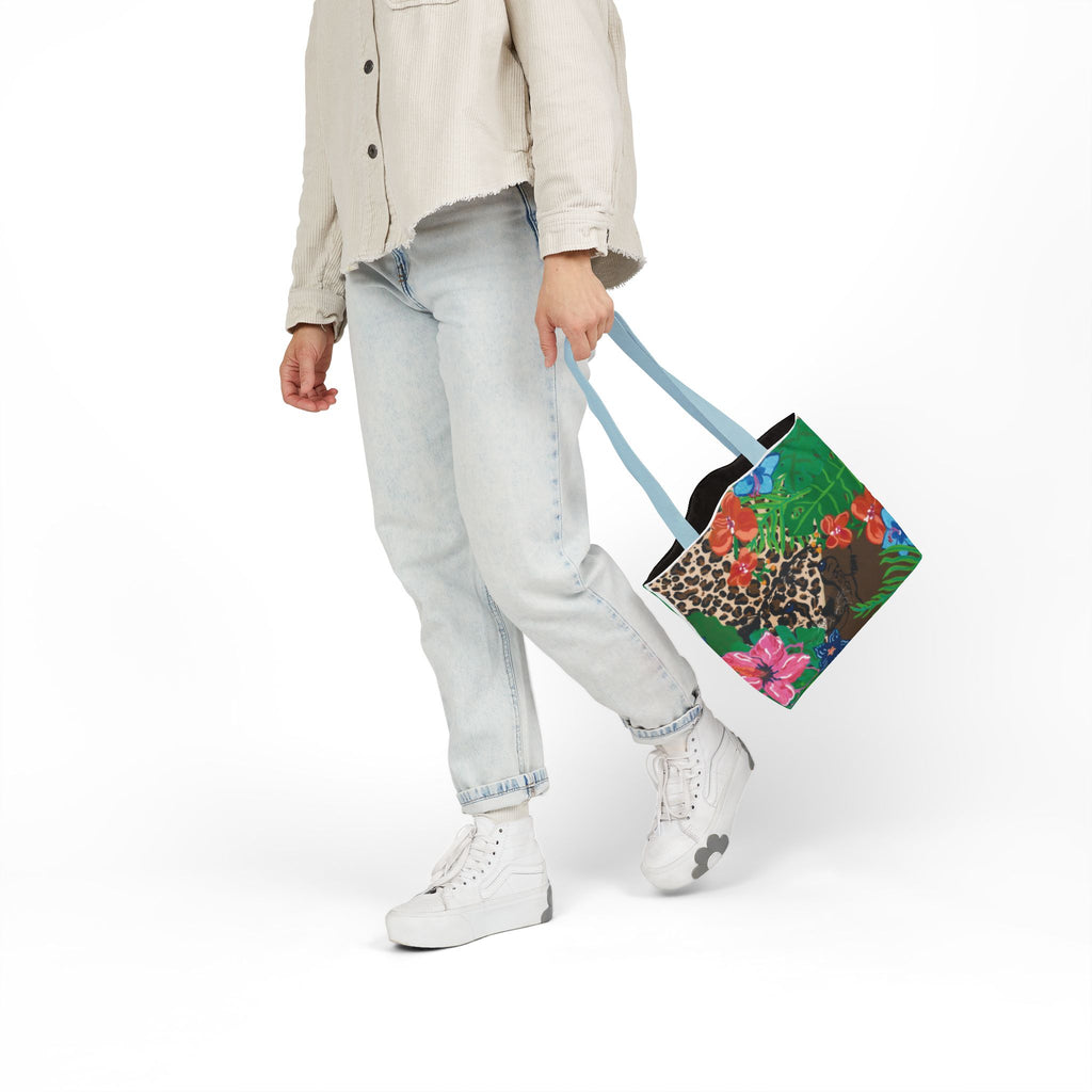 Tote Bag — Tropical Cheetah Floral Canvas Tote