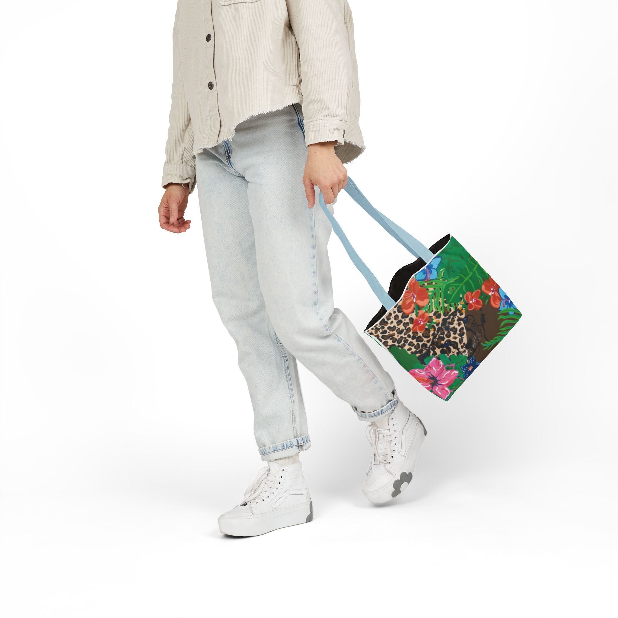 Tote Bag — Tropical Cheetah Floral Canvas Tote
