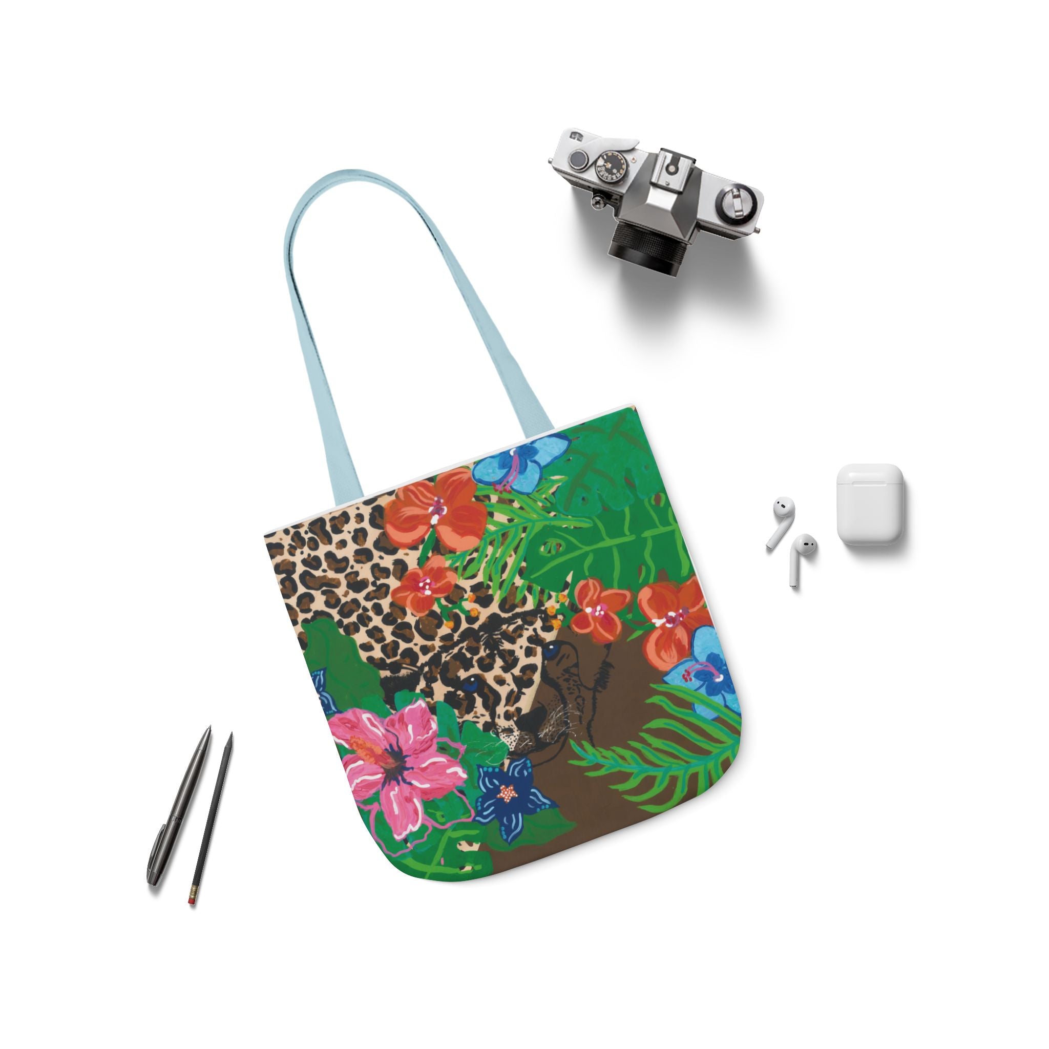 Tote Bag — Tropical Cheetah Floral Canvas Tote