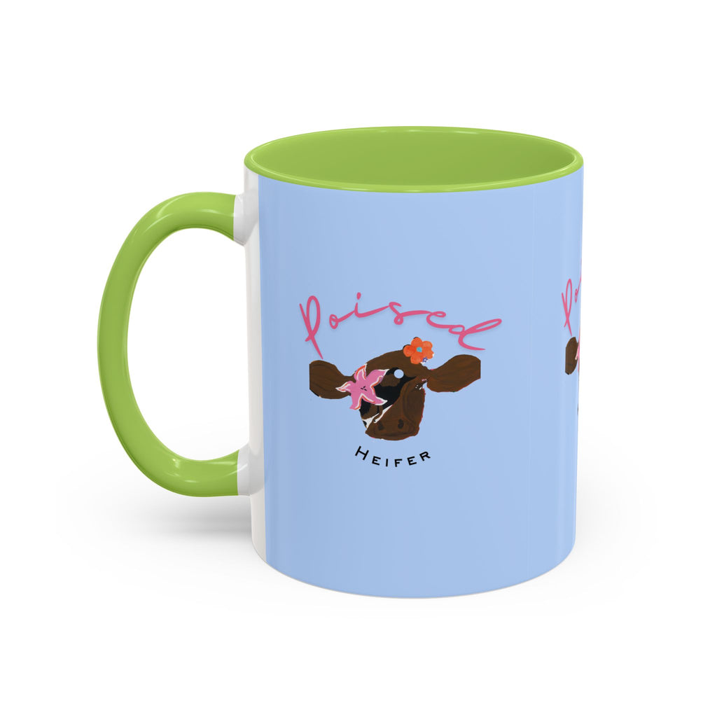 Poised Heifer Coffee Mug — Cute Floral Cow Accent Mug (11/15oz)