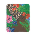 Tropical Cheetah Fleece Sherpa Blanket — Floral Jungle Cozy Throw