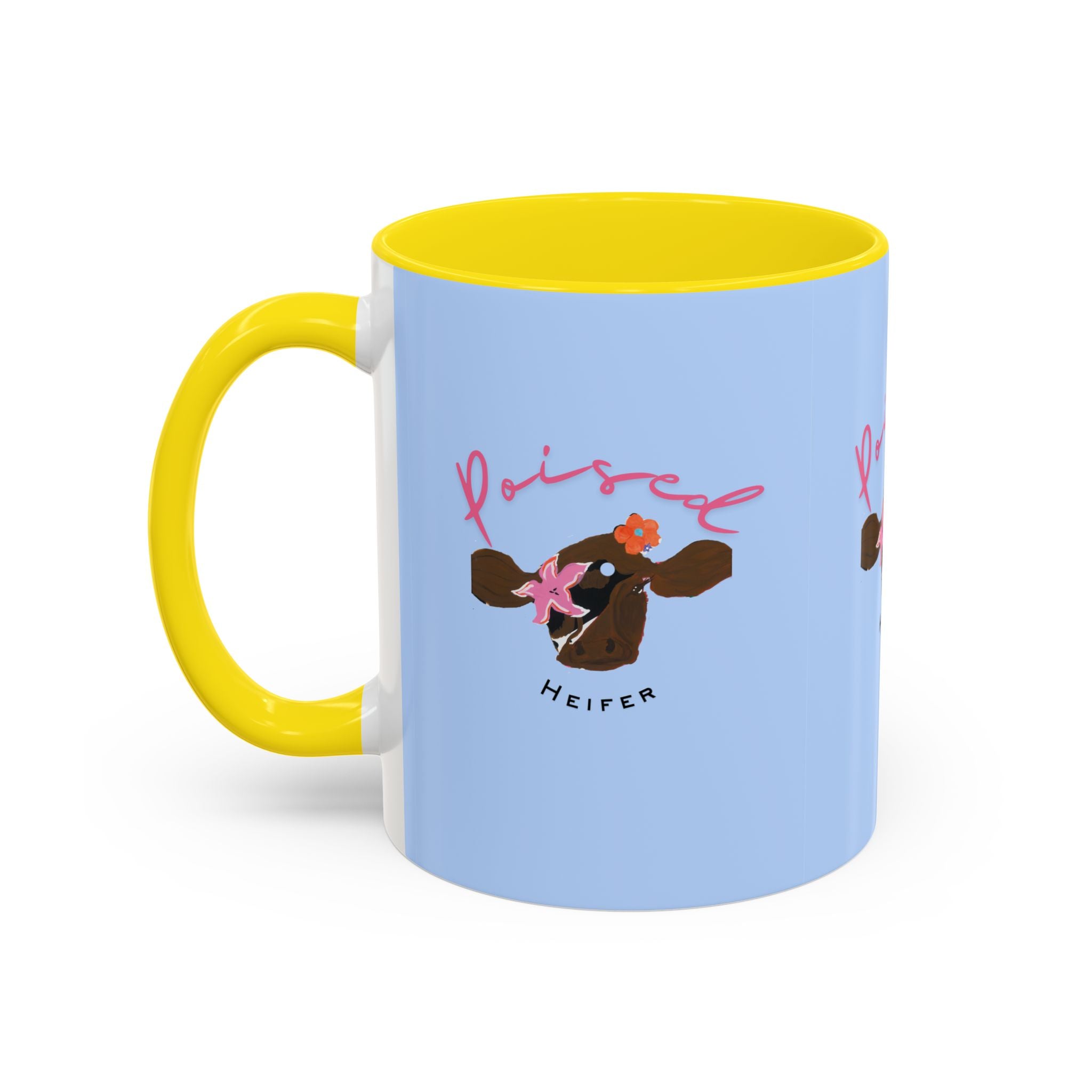 Poised Heifer Coffee Mug — Cute Floral Cow Accent Mug (11/15oz)