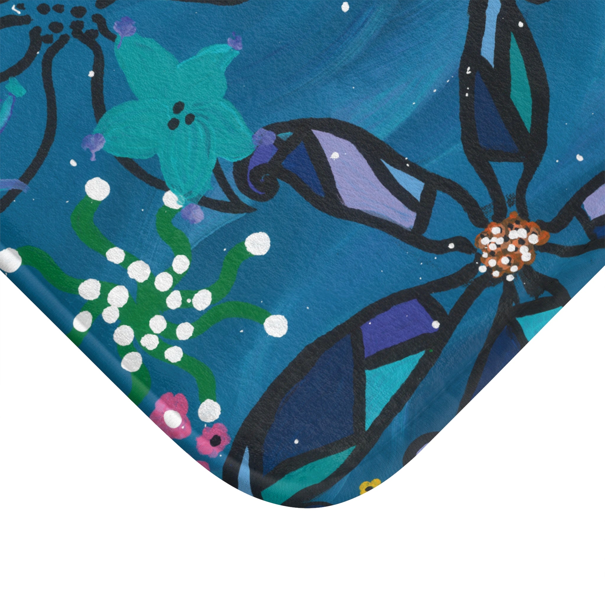 Blue Floral Bath Mat – Vibrant Garden Bathroom Rug