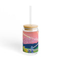 Floral Sunset Sipper Glass – 16oz Reusable Straw Tumbler