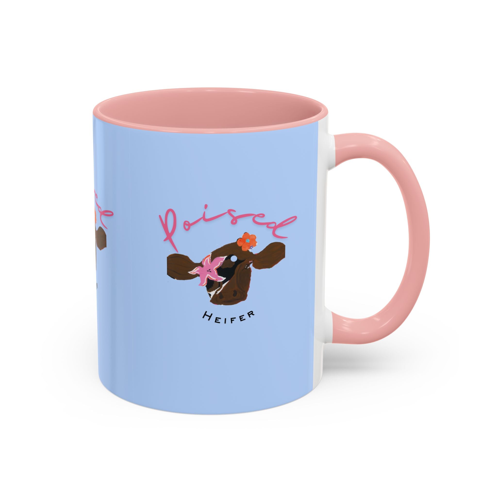 Poised Heifer Coffee Mug — Cute Floral Cow Accent Mug (11/15oz)