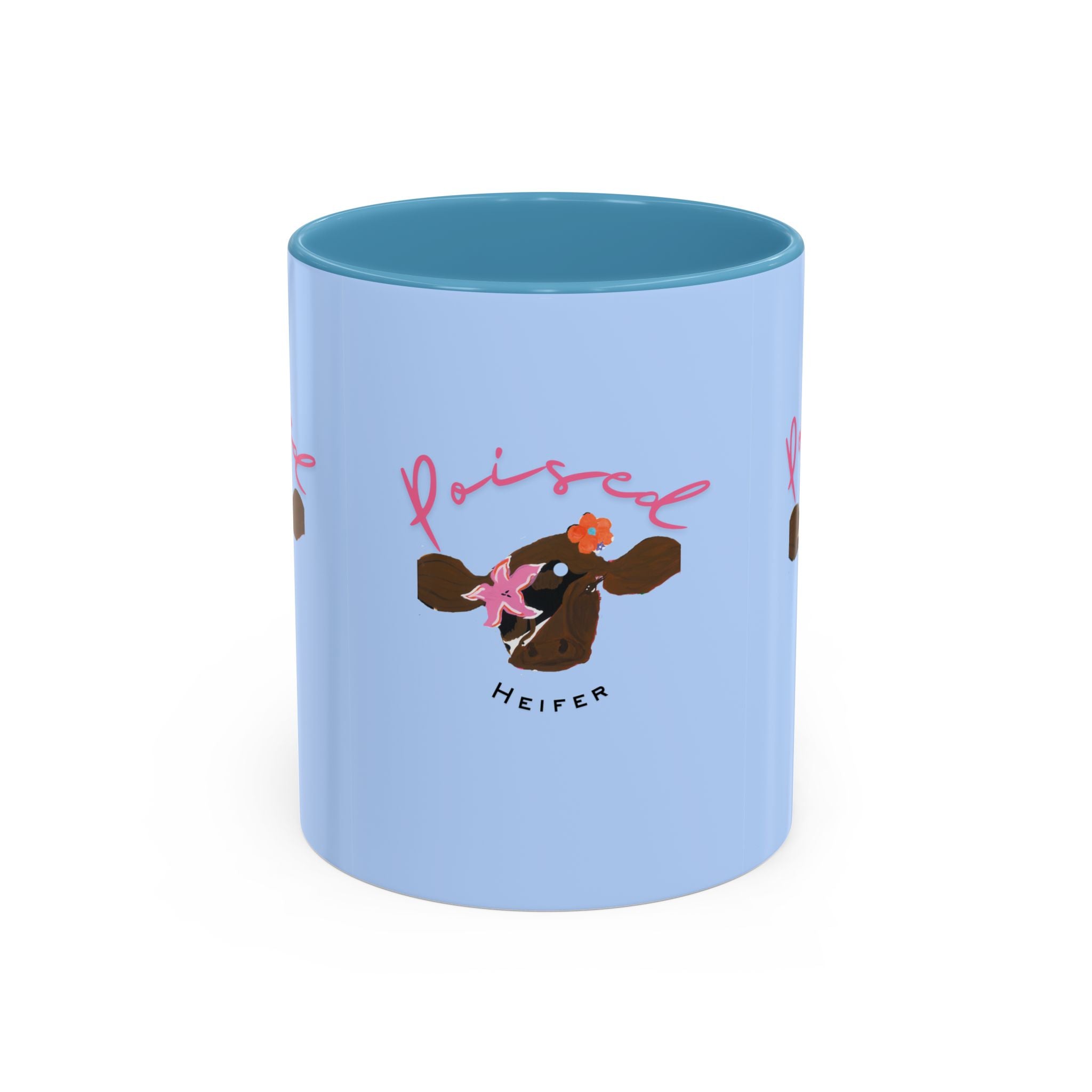 Poised Heifer Coffee Mug — Cute Floral Cow Accent Mug (11/15oz)