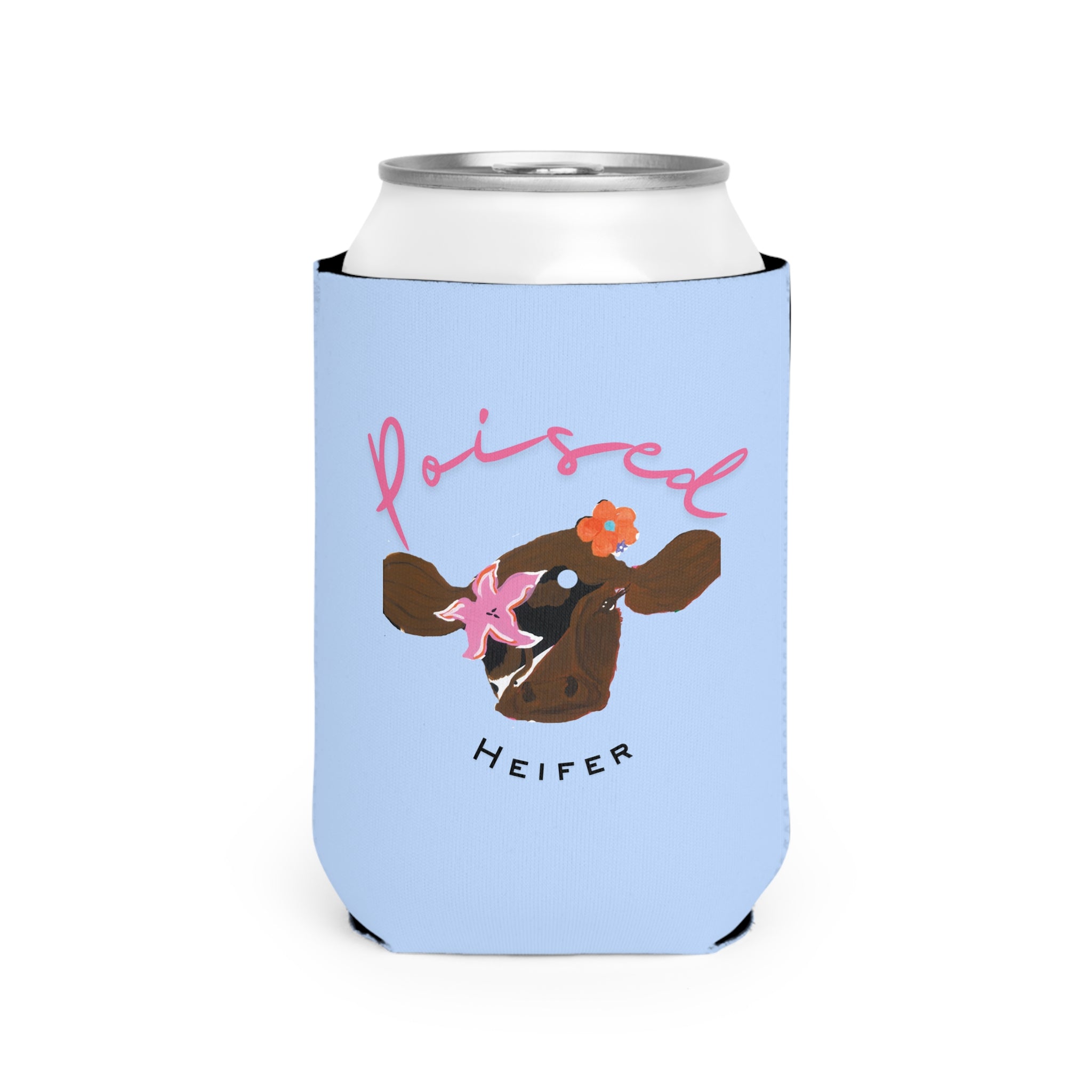 Personalized Light Blue Can Cooler Sleeve — Custom Text or Logo Koozie
