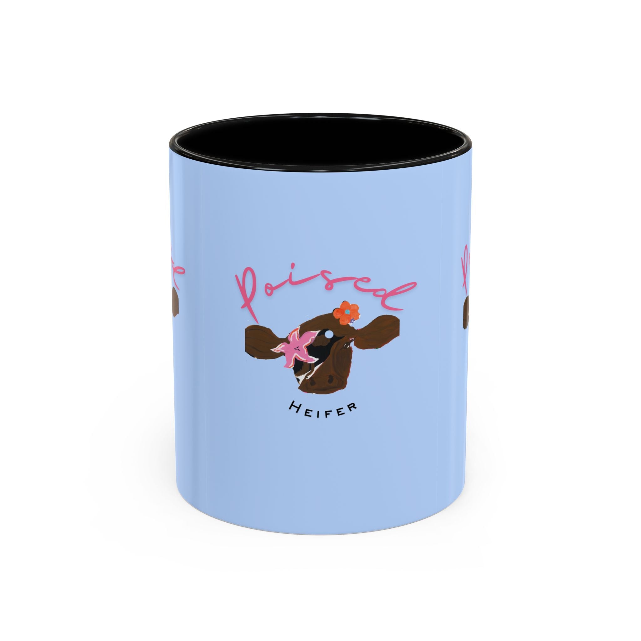 Poised Heifer Coffee Mug — Cute Floral Cow Accent Mug (11/15oz)