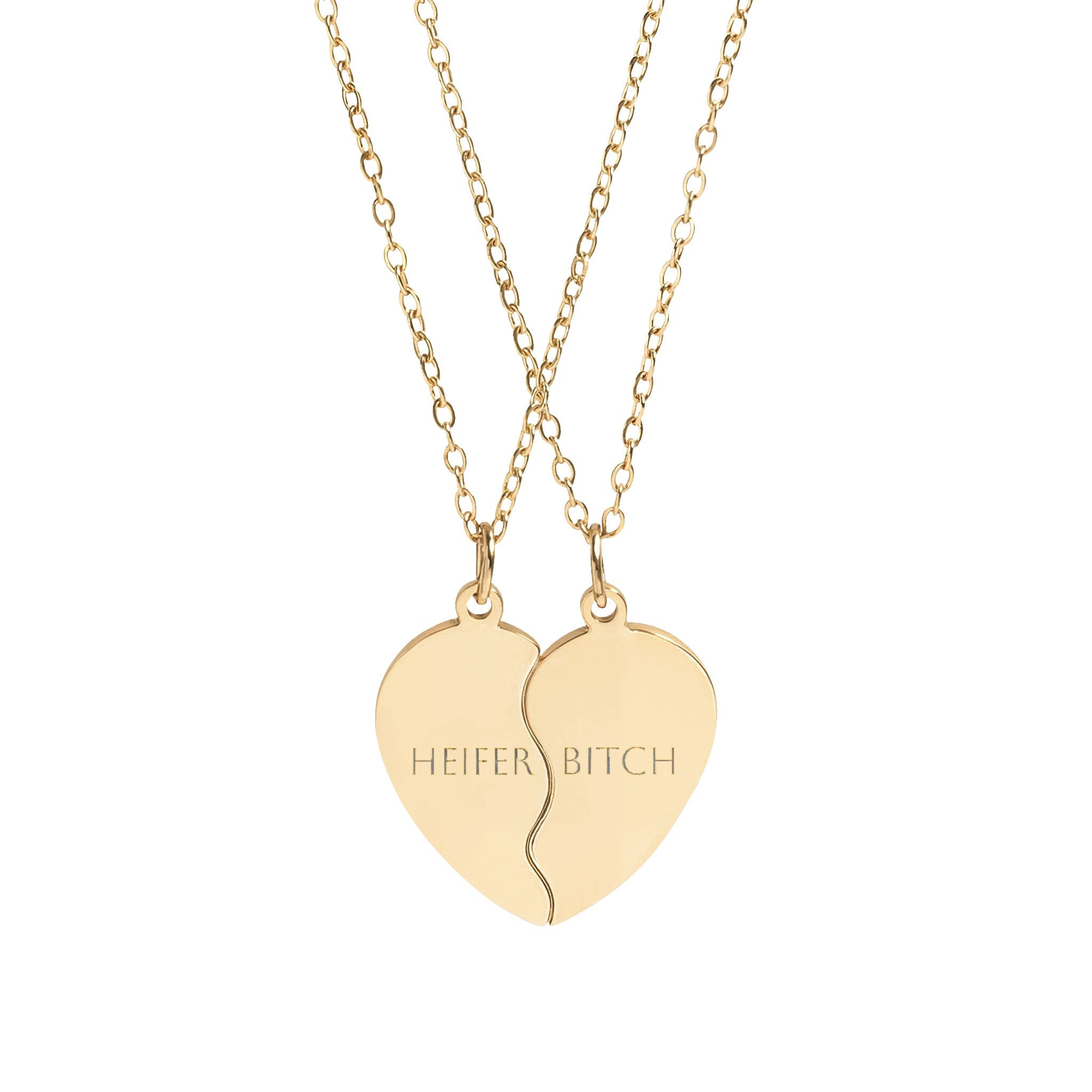 Engraved Break-Apart Heart Necklace Set – Split Best Friends/Partner Pendant