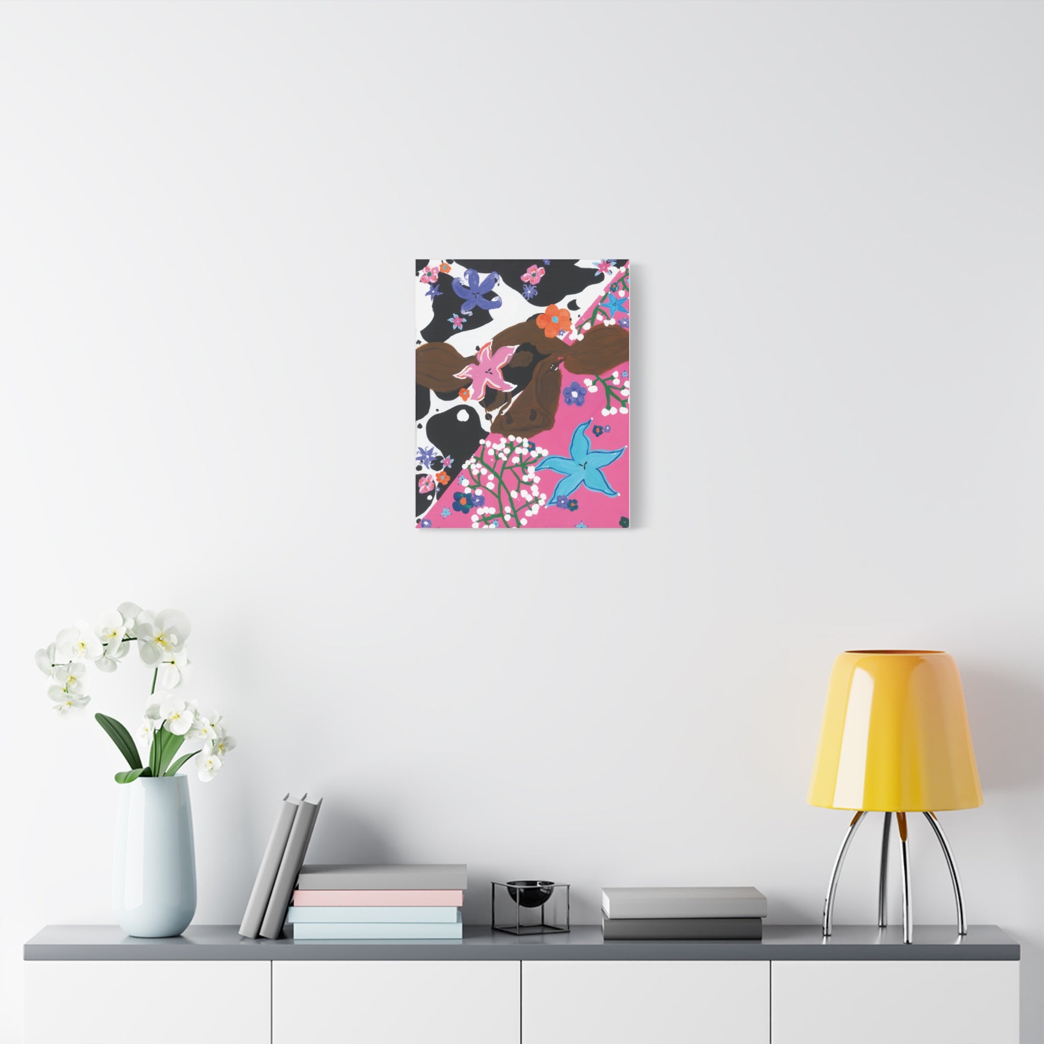 Matte Canvas, Floral Cow, Stretched, 1.25"