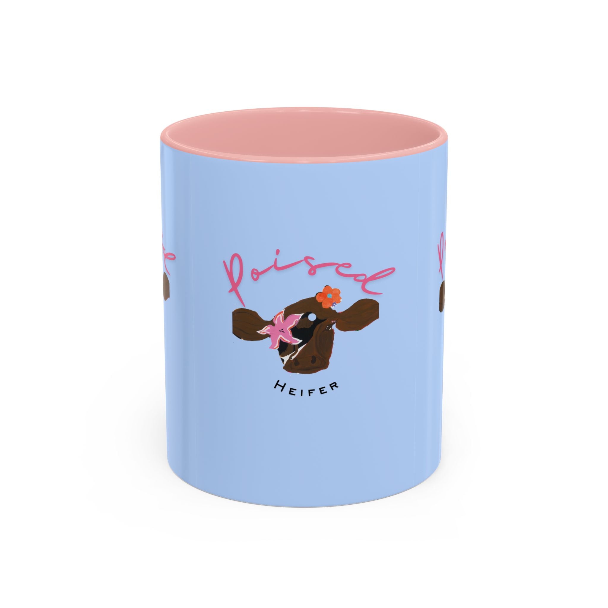 Poised Heifer Coffee Mug — Cute Floral Cow Accent Mug (11/15oz)
