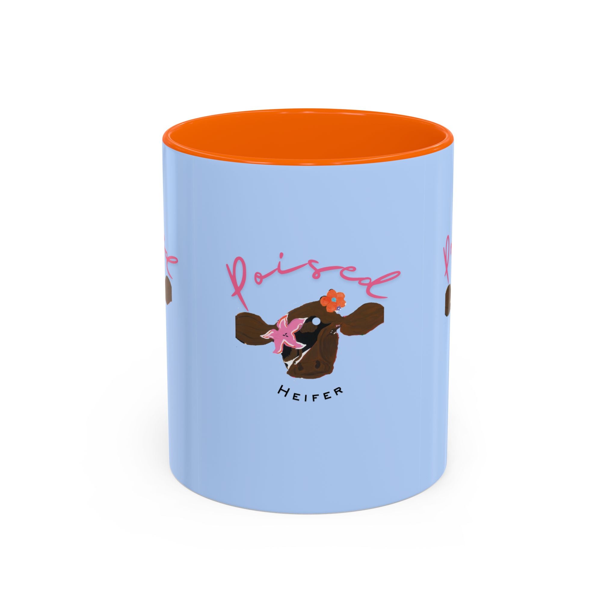 Poised Heifer Coffee Mug — Cute Floral Cow Accent Mug (11/15oz)