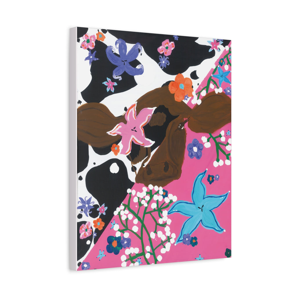 Matte Canvas, Floral Cow, Stretched, 1.25"