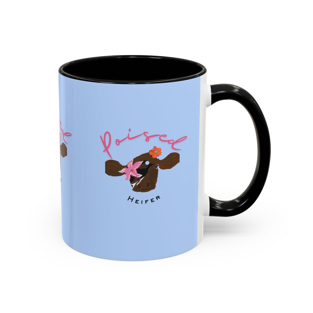 Poised Heifer Coffee Mug — Cute Floral Cow Accent Mug (11/15oz)