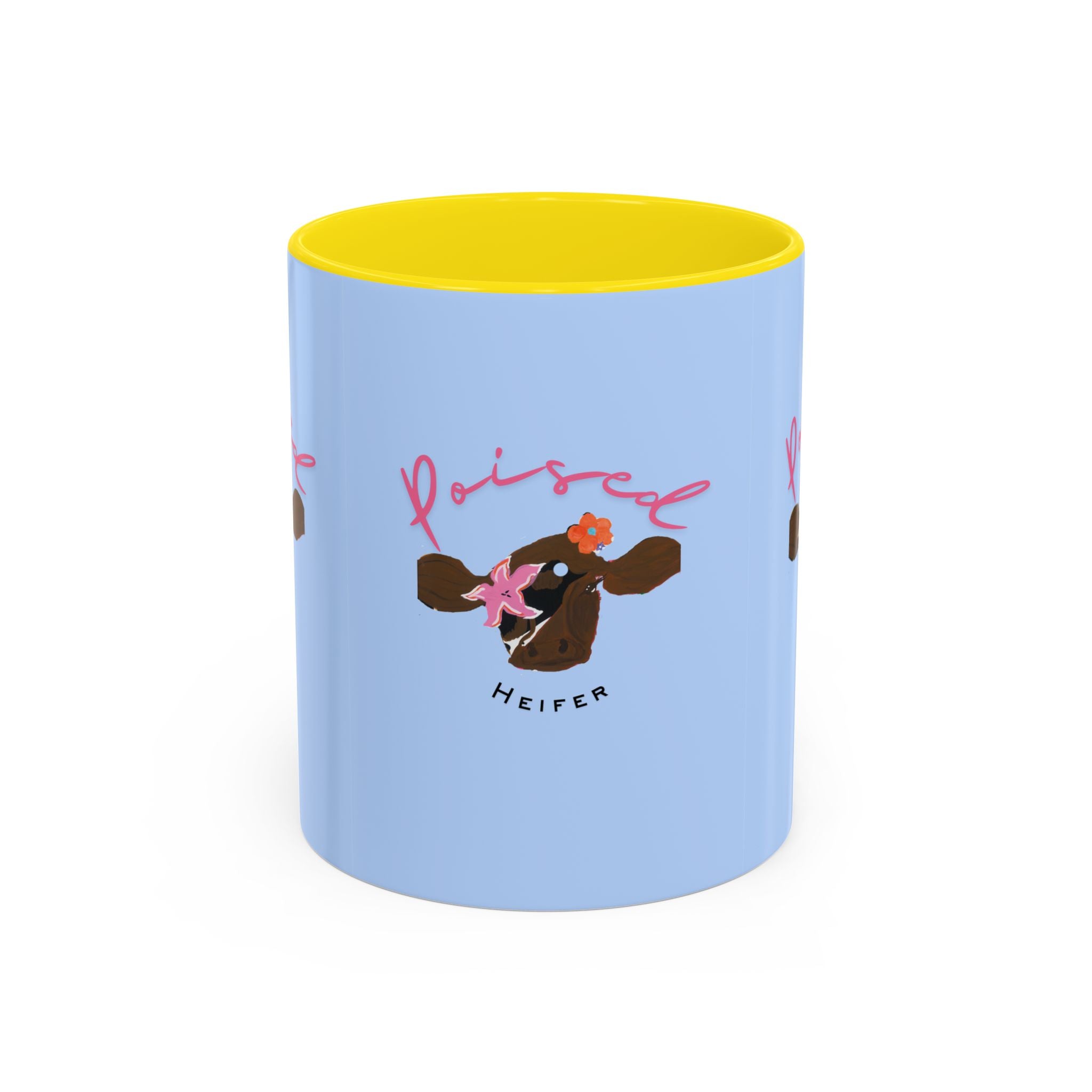 Poised Heifer Coffee Mug — Cute Floral Cow Accent Mug (11/15oz)