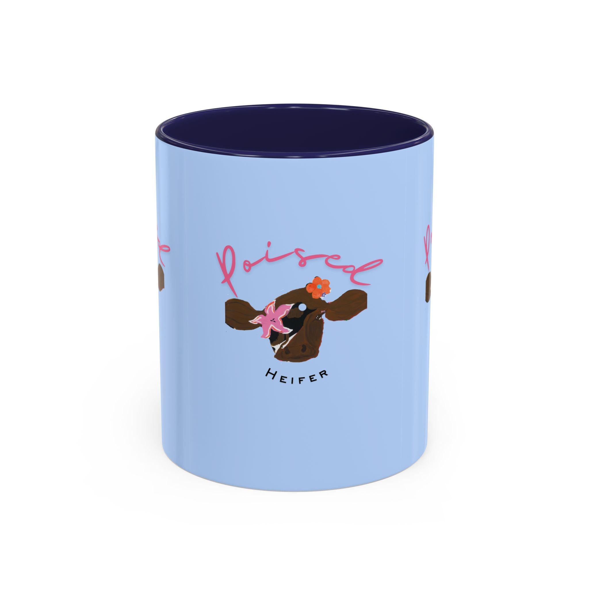 Poised Heifer Coffee Mug — Cute Floral Cow Accent Mug (11/15oz)