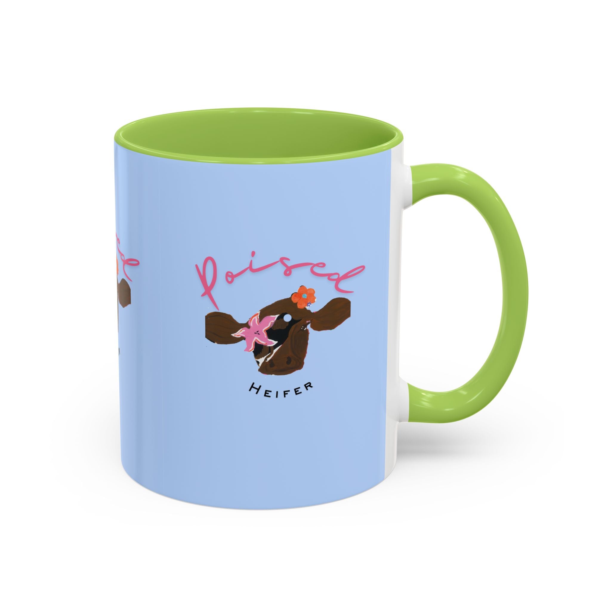 Poised Heifer Coffee Mug — Cute Floral Cow Accent Mug (11/15oz)
