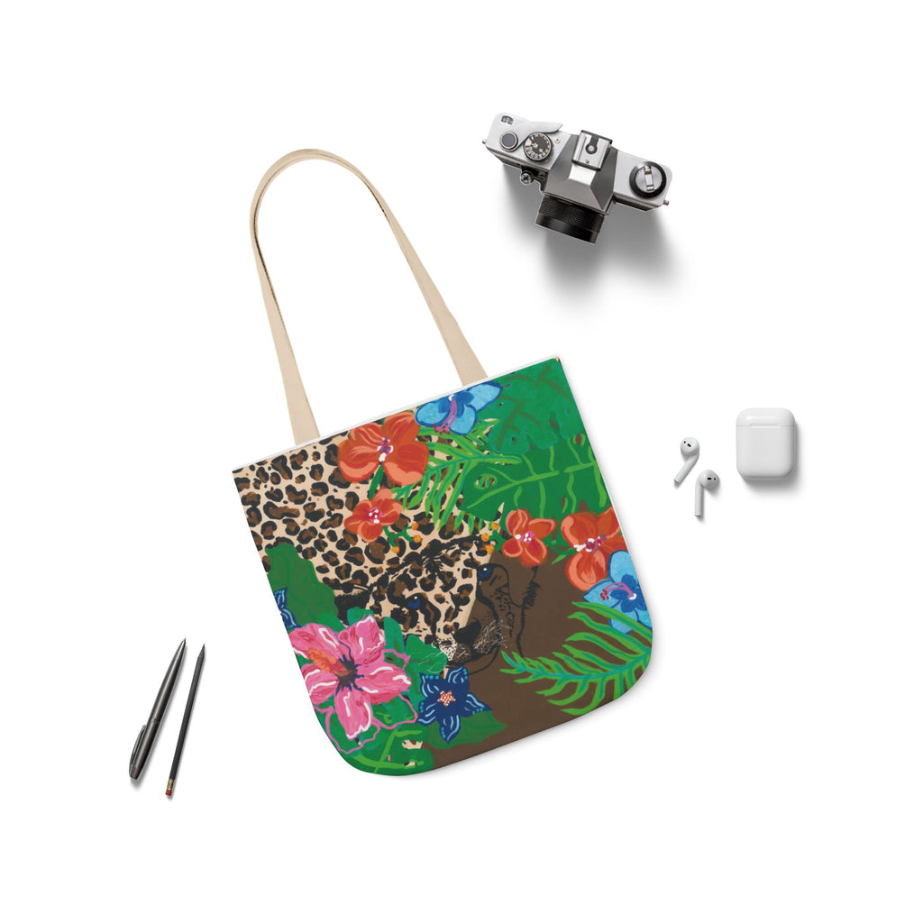 Tote Bag — Tropical Cheetah Floral Canvas Tote