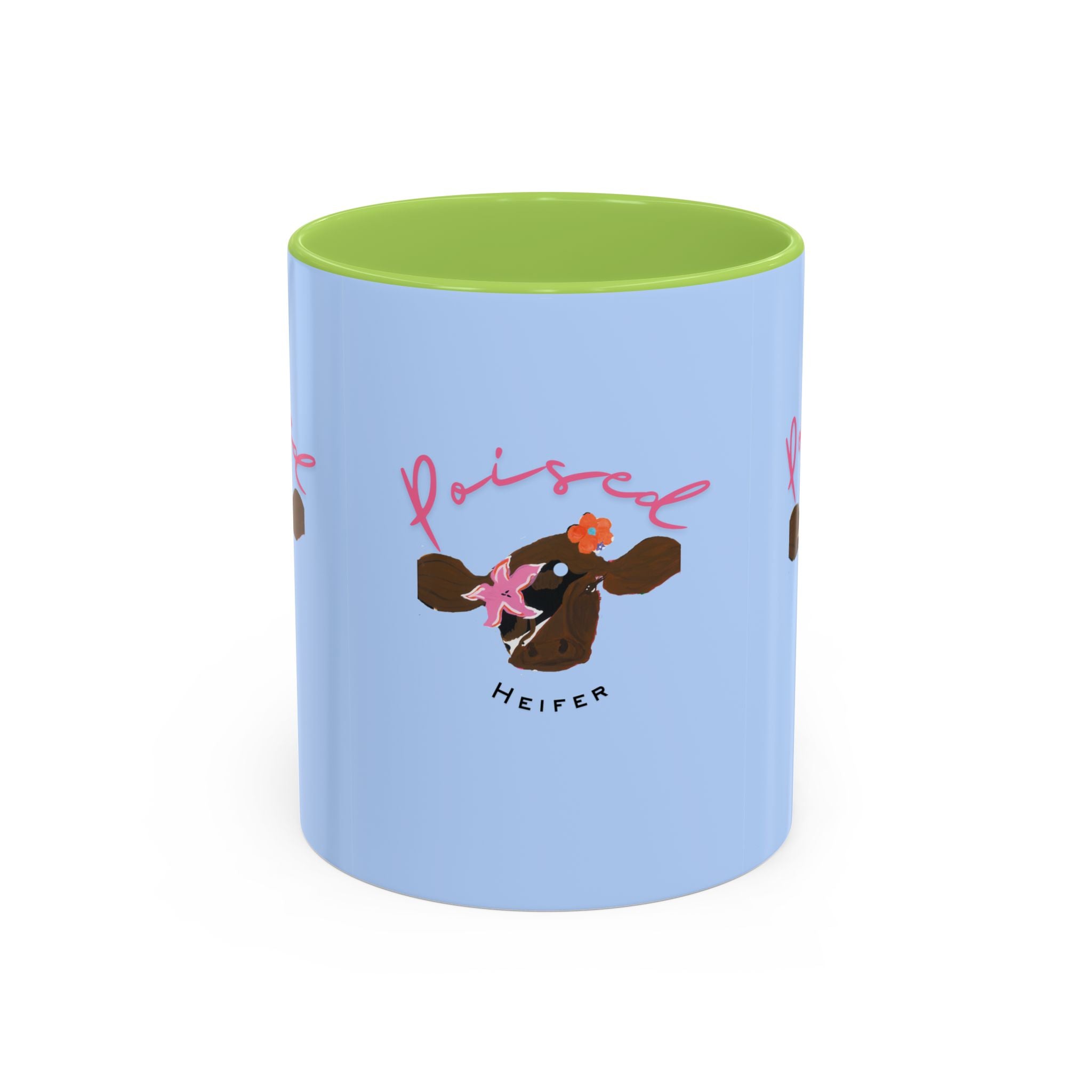 Poised Heifer Coffee Mug — Cute Floral Cow Accent Mug (11/15oz)
