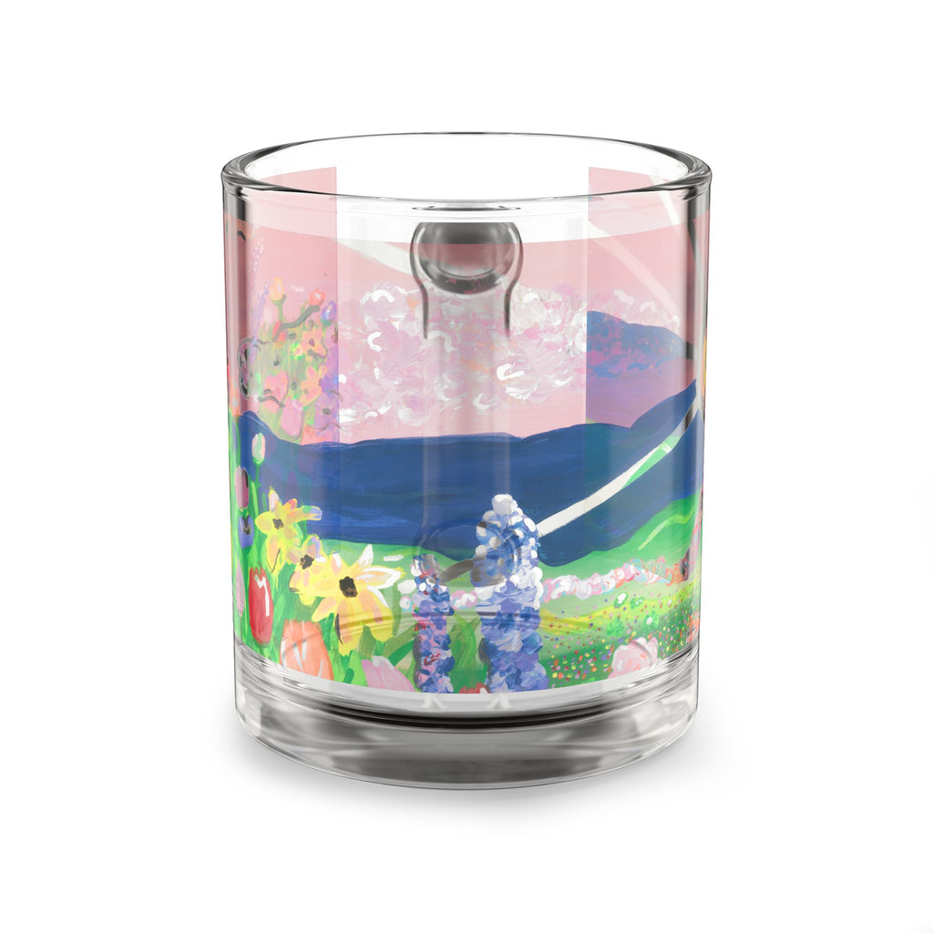 Glass Mug — Pastel Sunset Floral Landscape 10oz