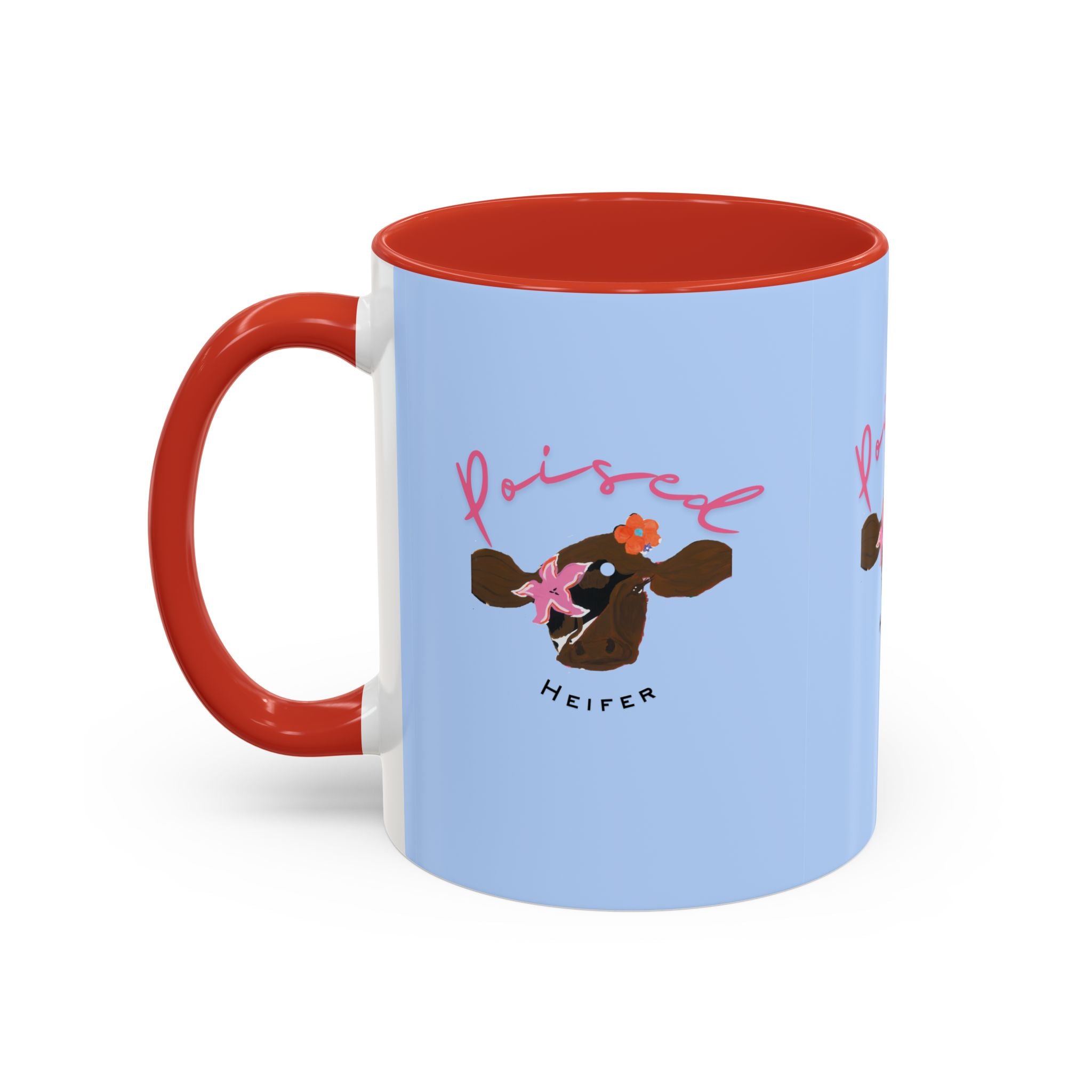 Poised Heifer Coffee Mug — Cute Floral Cow Accent Mug (11/15oz)