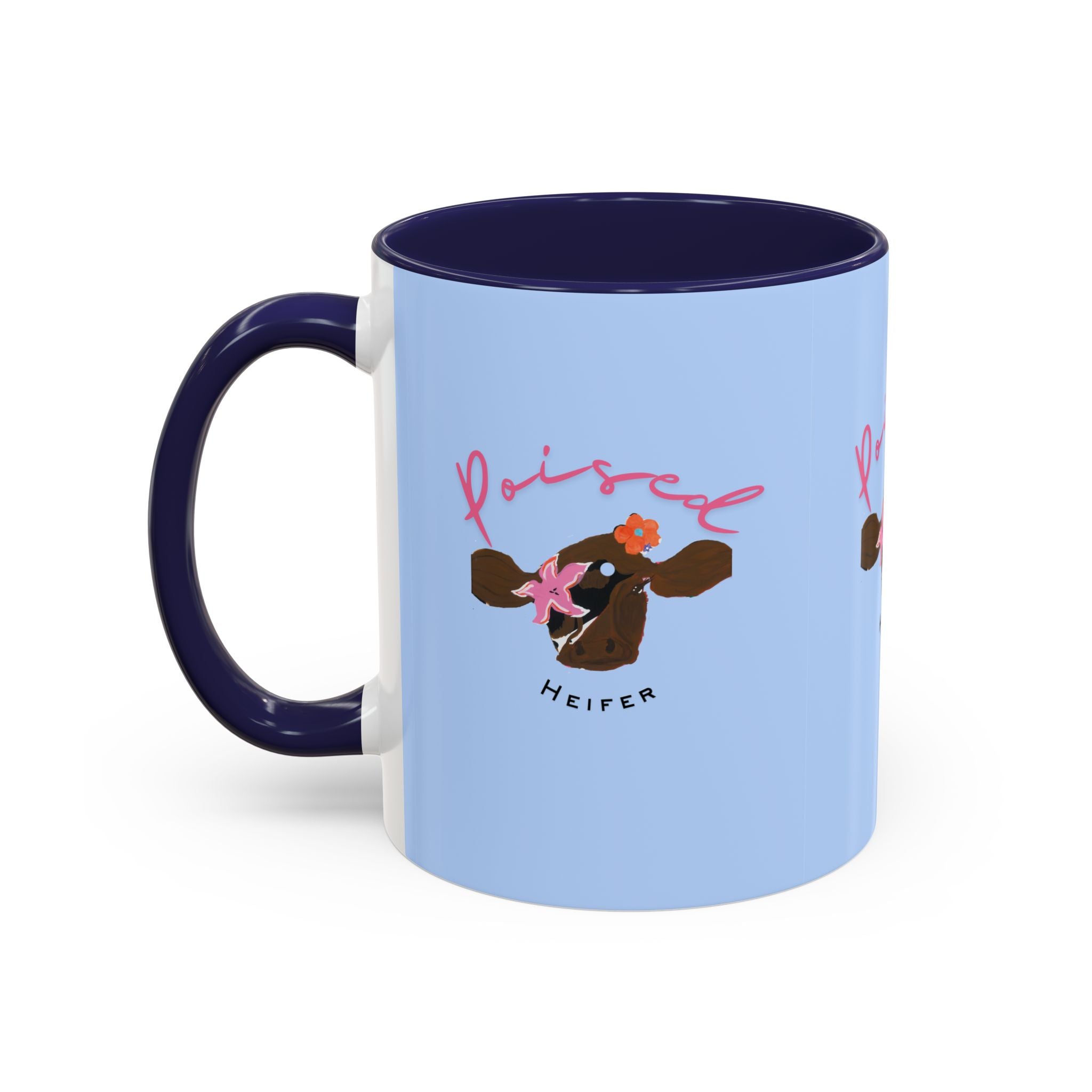 Poised Heifer Coffee Mug — Cute Floral Cow Accent Mug (11/15oz)