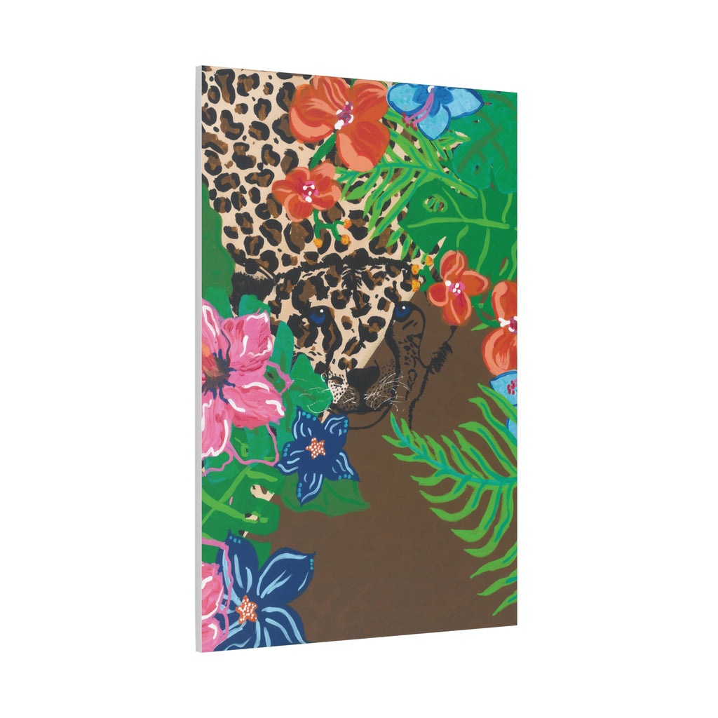 Tropical Cheetah Canvas Wall Art — Floral Jungle Stretched Matte Print