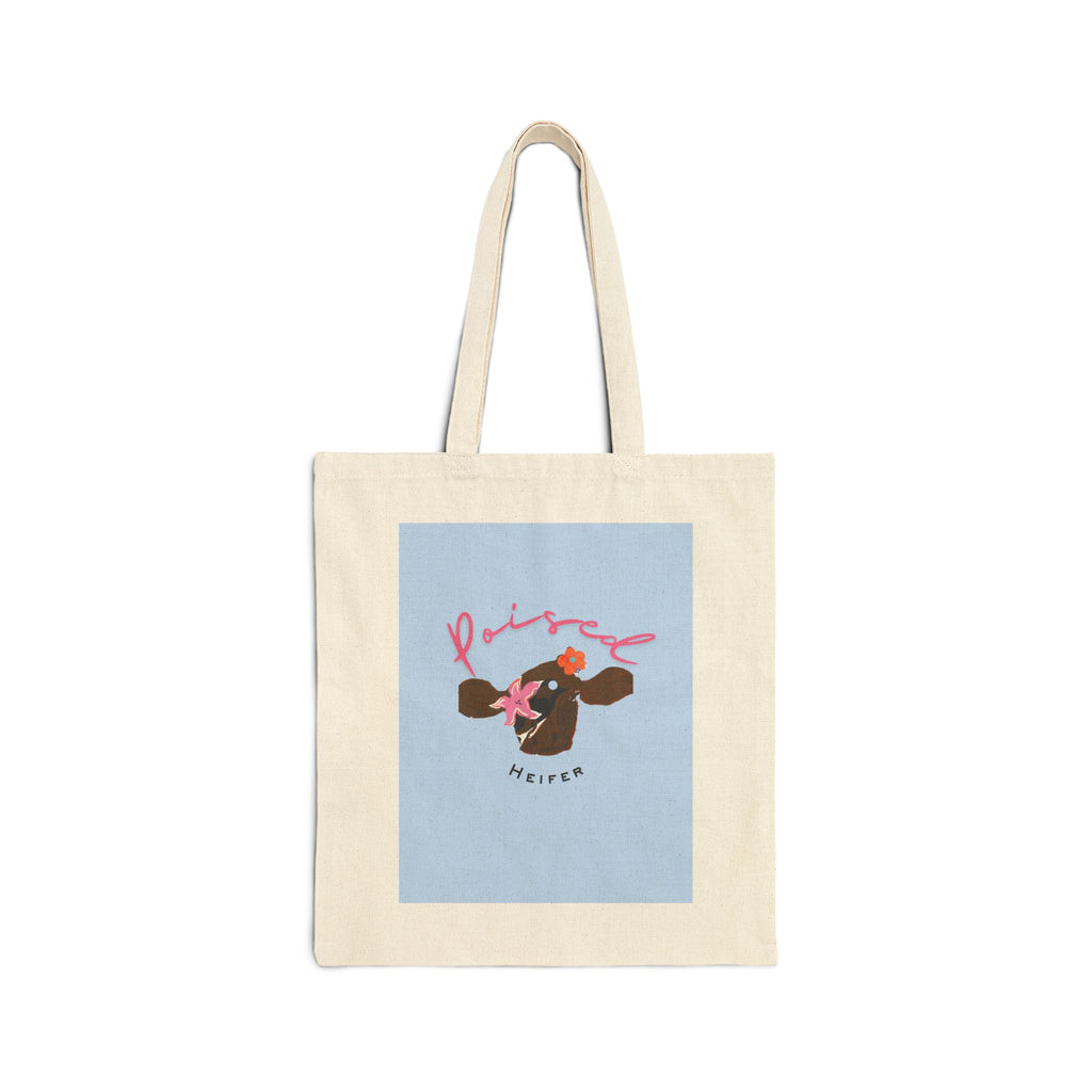 Canvas Tote Bag — Floral Cow Graphic Eco Shopper