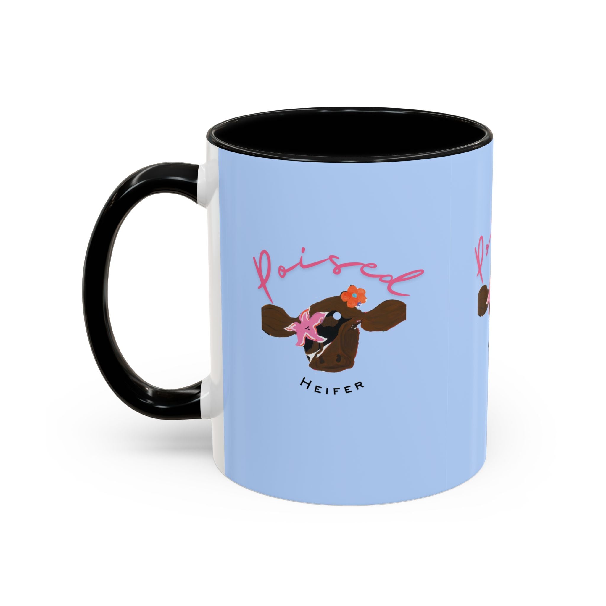 Poised Heifer Coffee Mug — Cute Floral Cow Accent Mug (11/15oz)