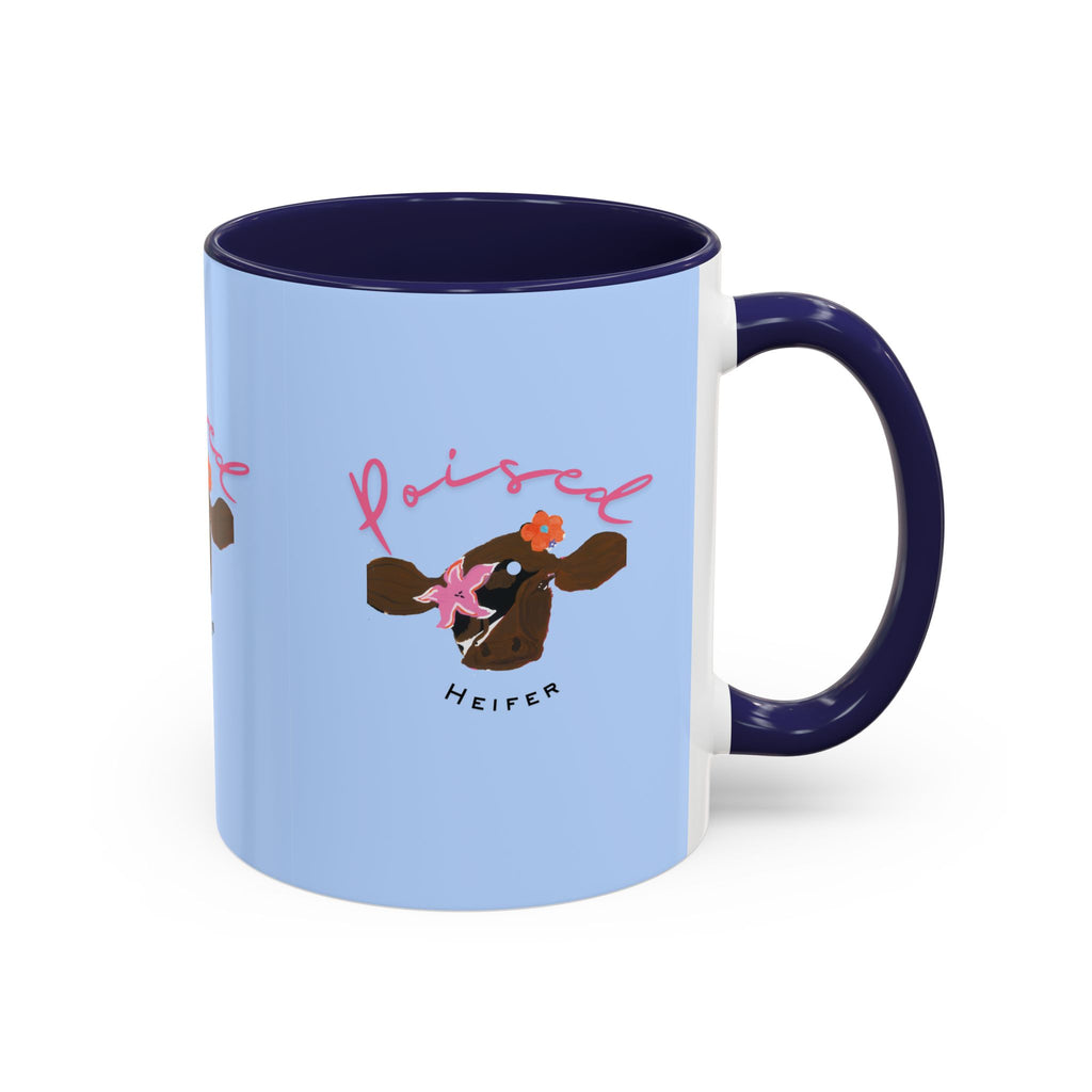 Poised Heifer Coffee Mug — Cute Floral Cow Accent Mug (11/15oz)