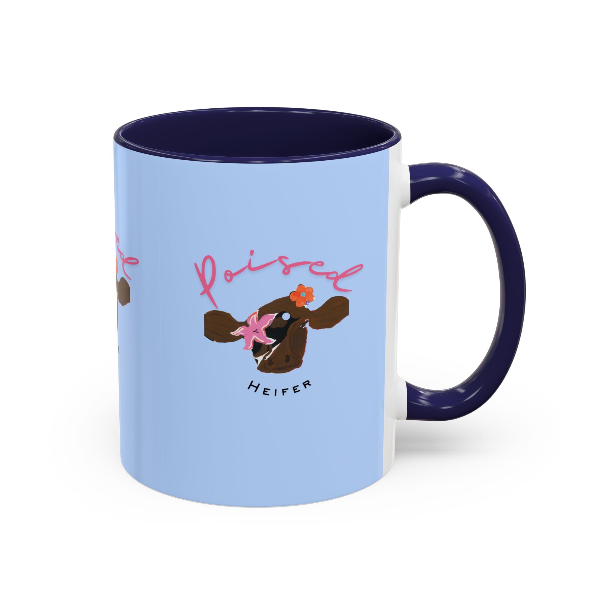 Poised Heifer Coffee Mug — Cute Floral Cow Accent Mug (11/15oz)