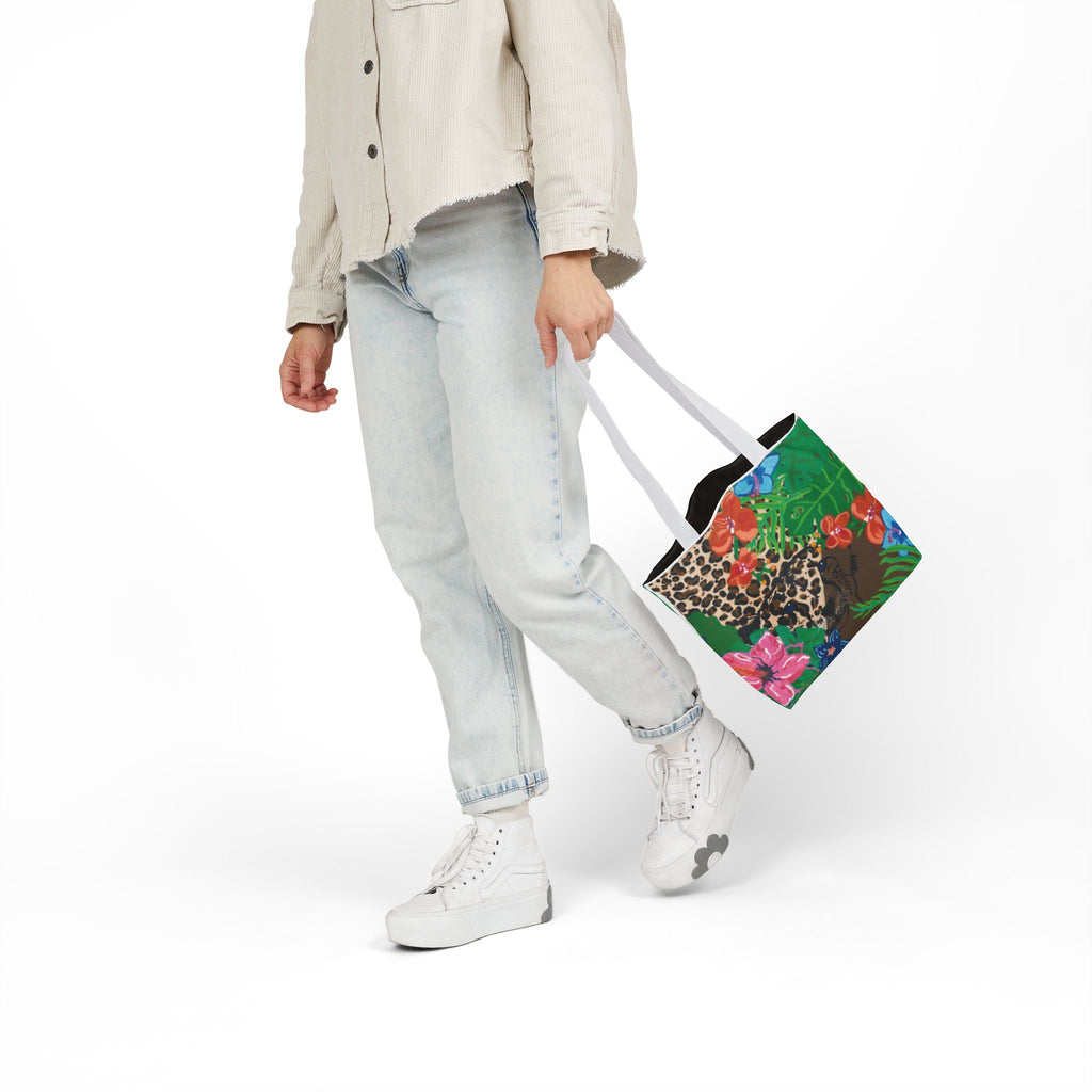 Tote Bag — Tropical Cheetah Floral Canvas Tote