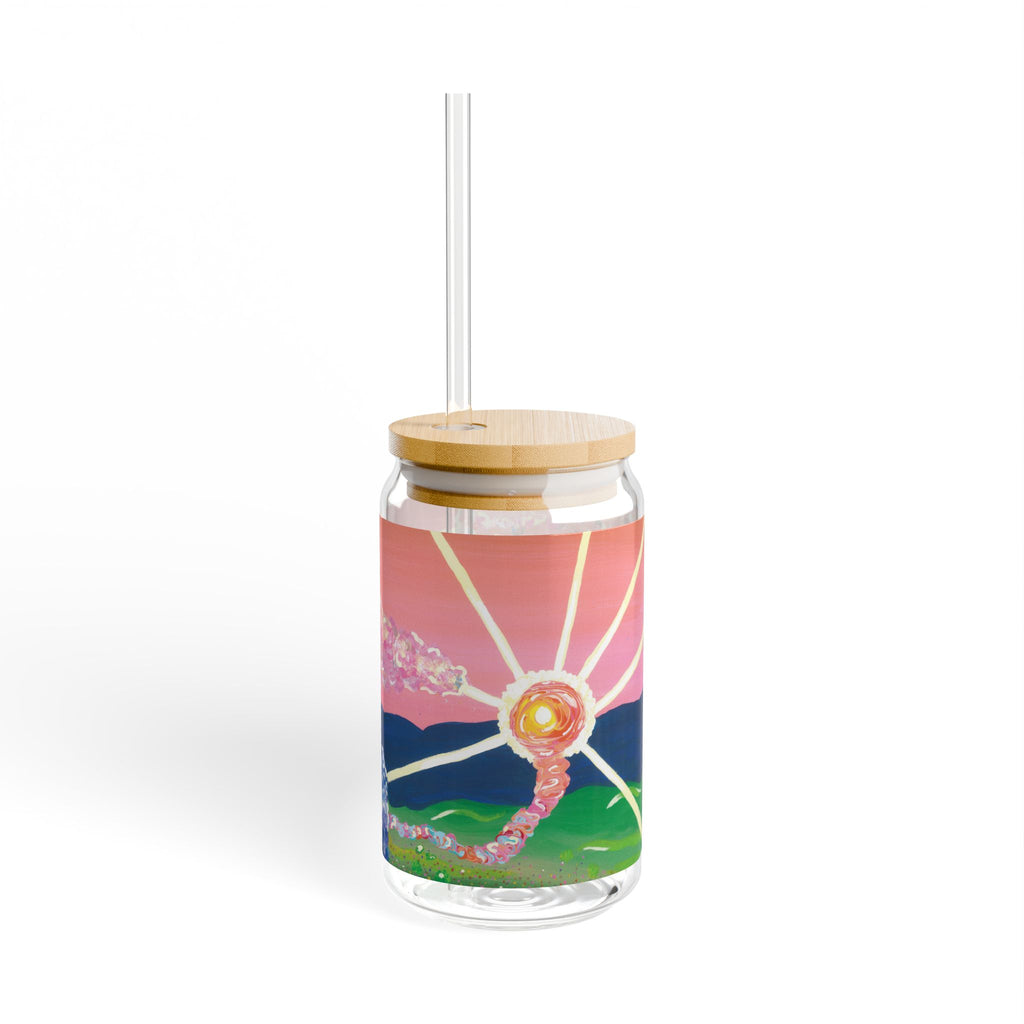 Floral Sunset Sipper Glass – 16oz Reusable Straw Tumbler