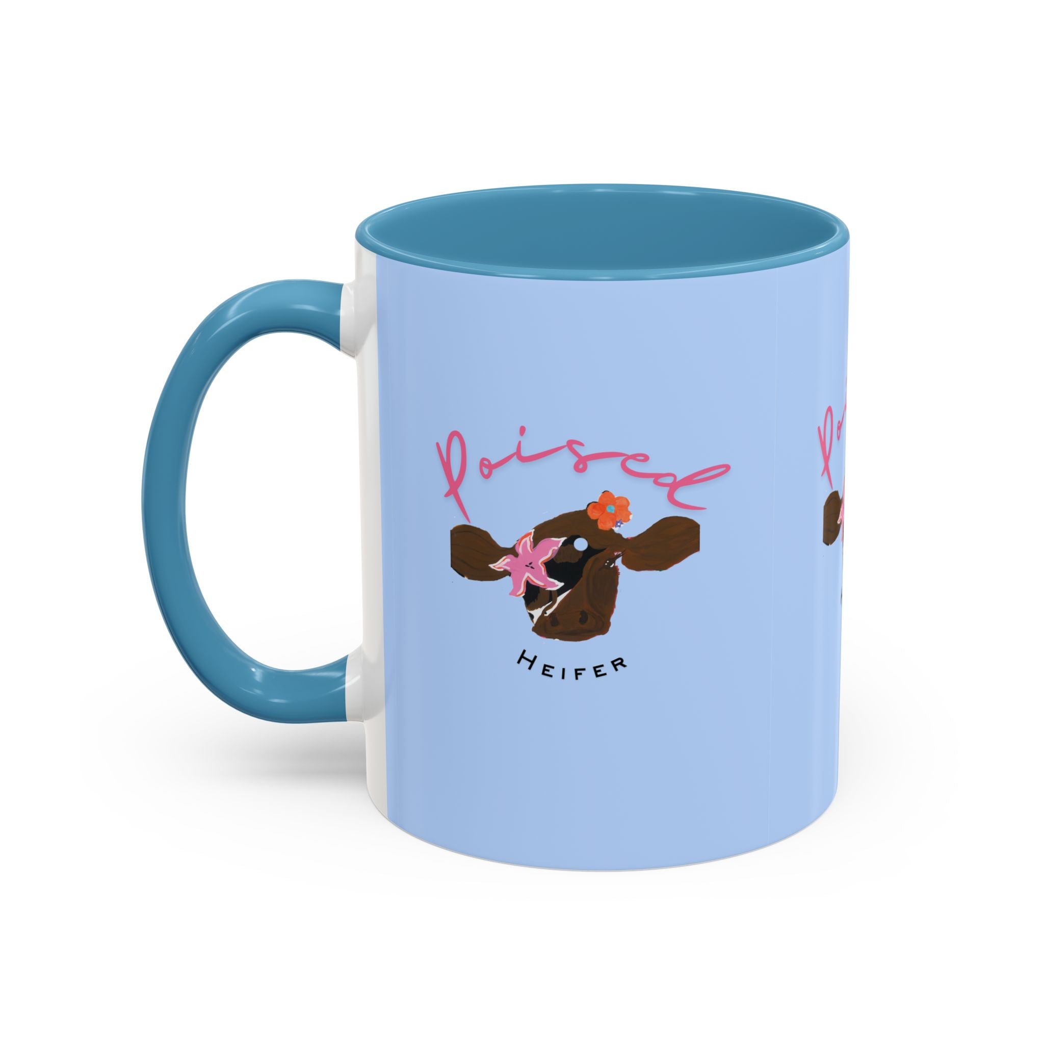 Poised Heifer Coffee Mug — Cute Floral Cow Accent Mug (11/15oz)