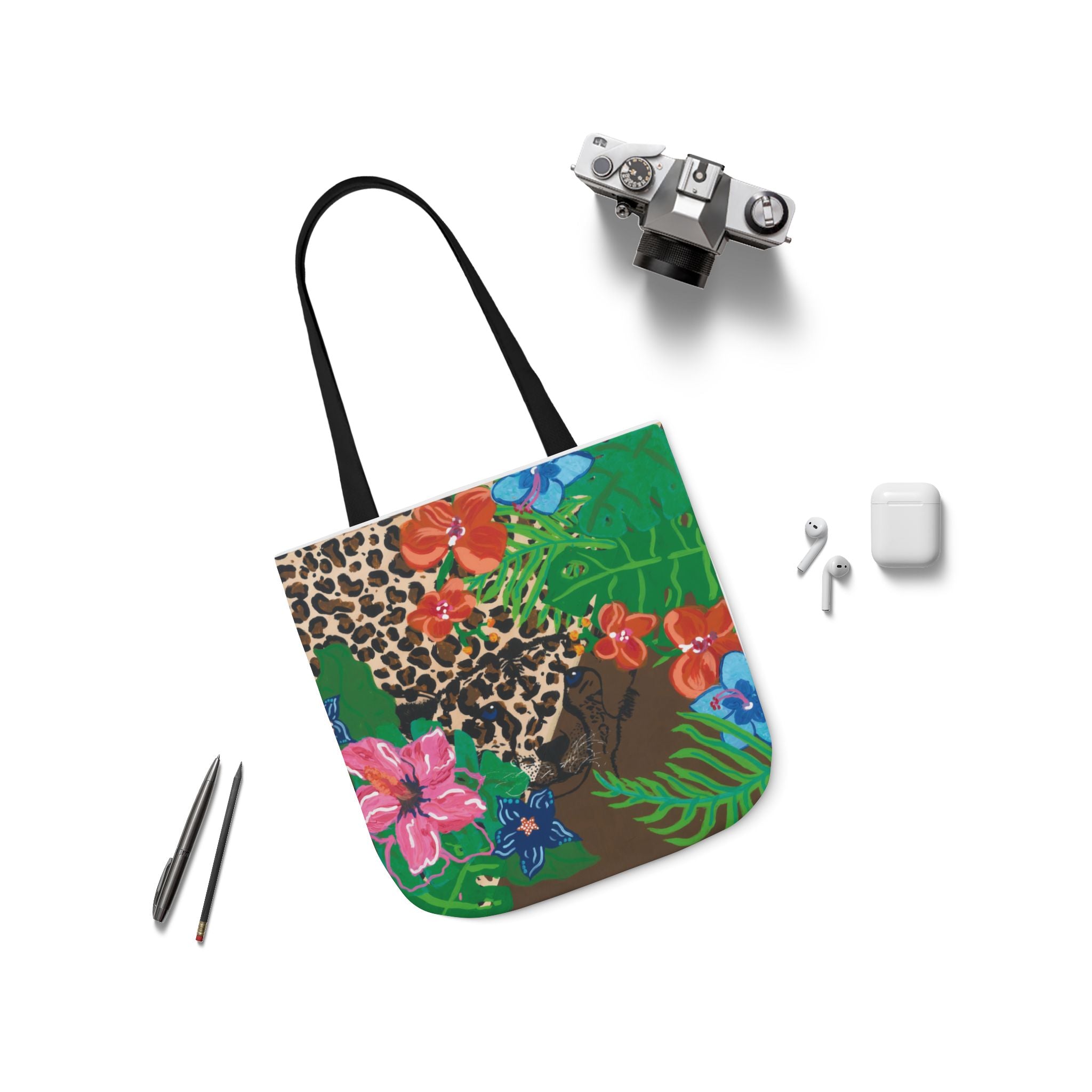 Tote Bag — Tropical Cheetah Floral Canvas Tote