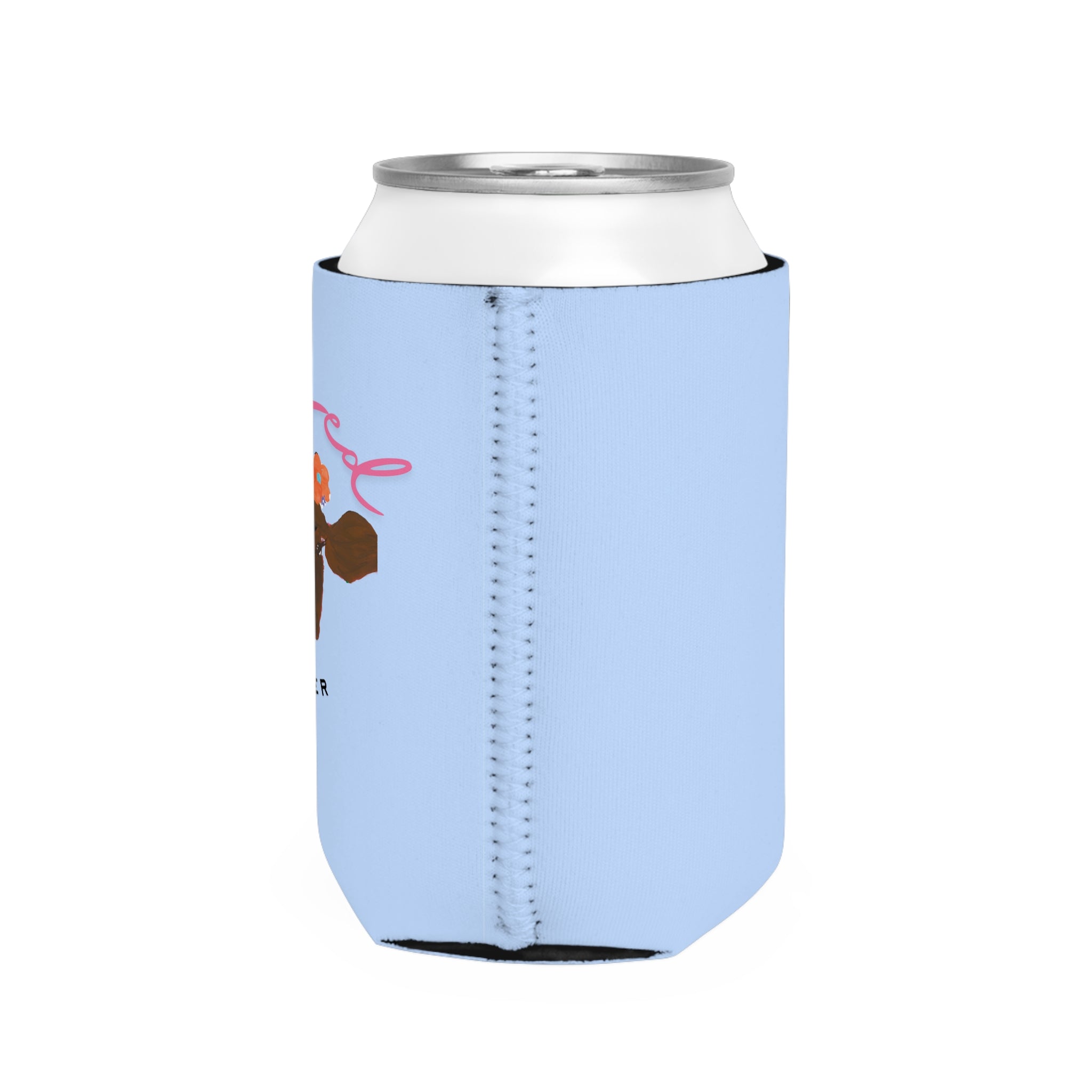 Personalized Light Blue Can Cooler Sleeve — Custom Text or Logo Koozie