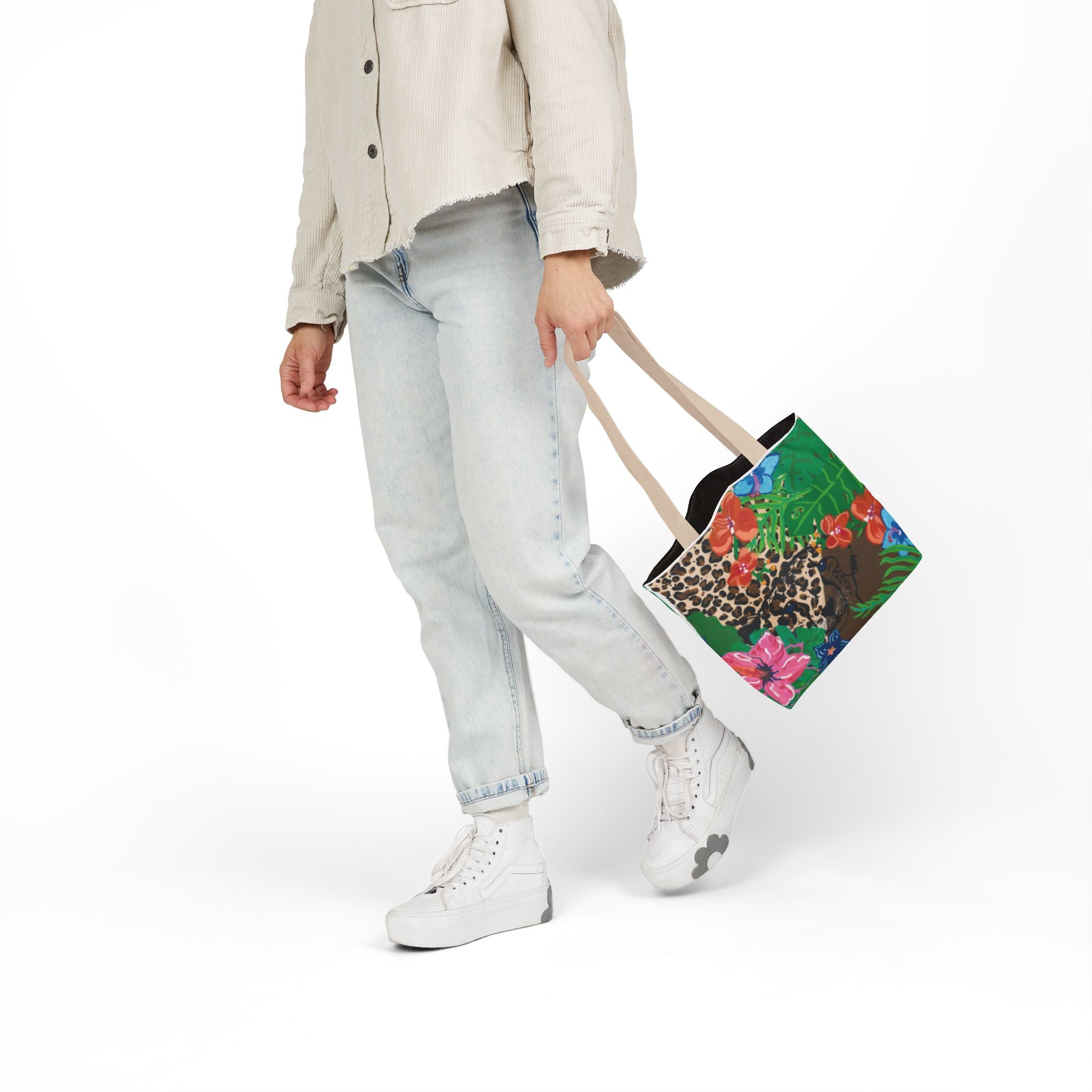 Tote Bag — Tropical Cheetah Floral Canvas Tote