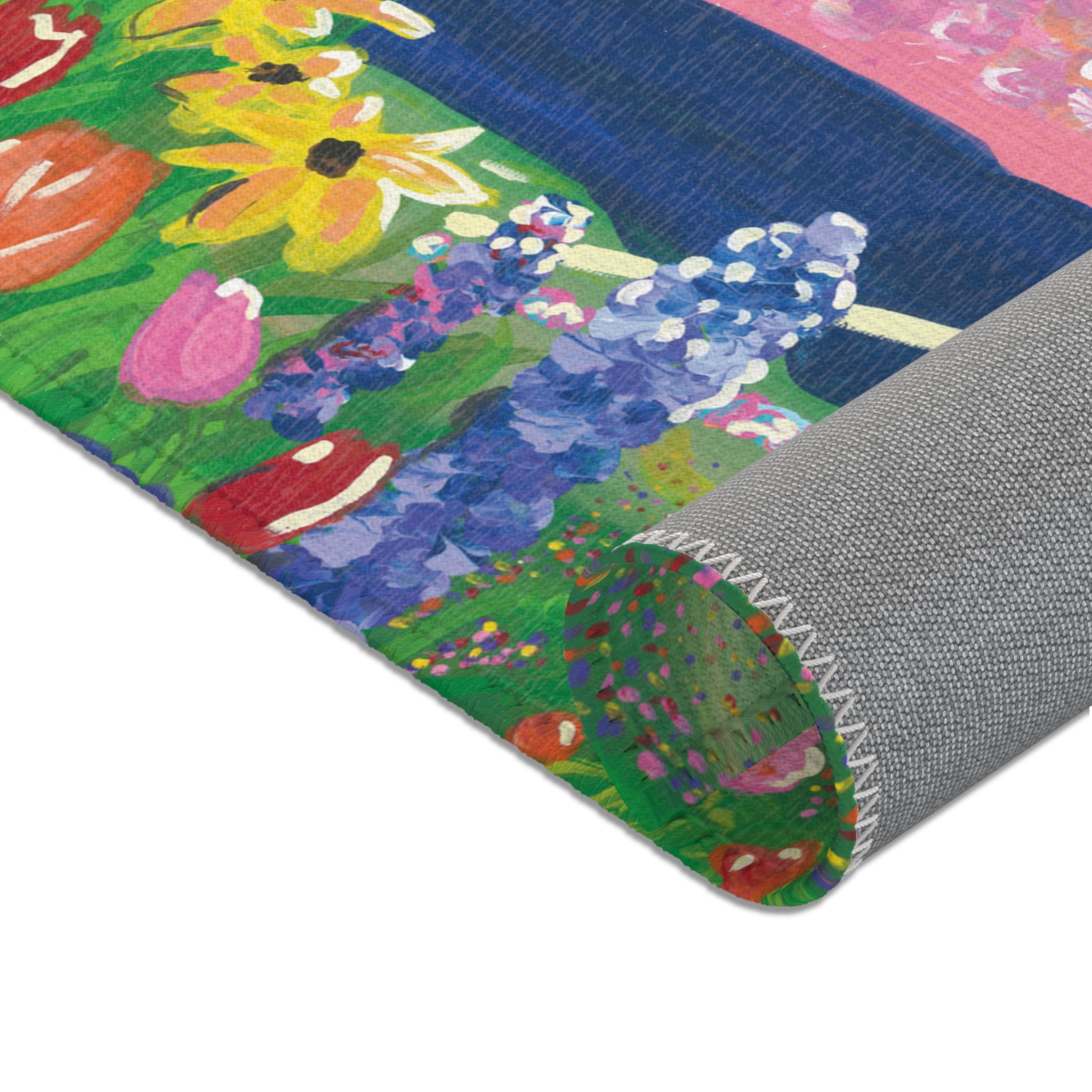 Floral Sunset Area Rug — Pink Lavender Garden Accent