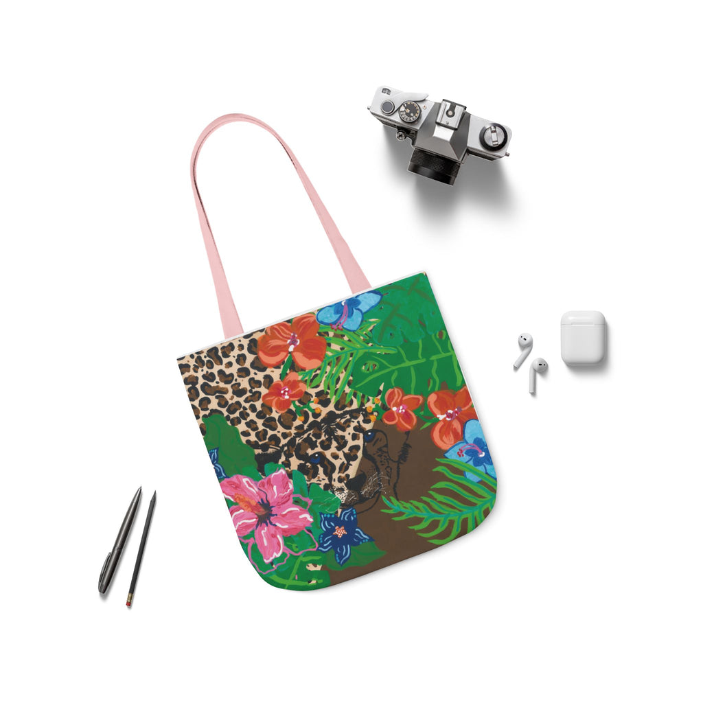 Tote Bag — Tropical Cheetah Floral Canvas Tote