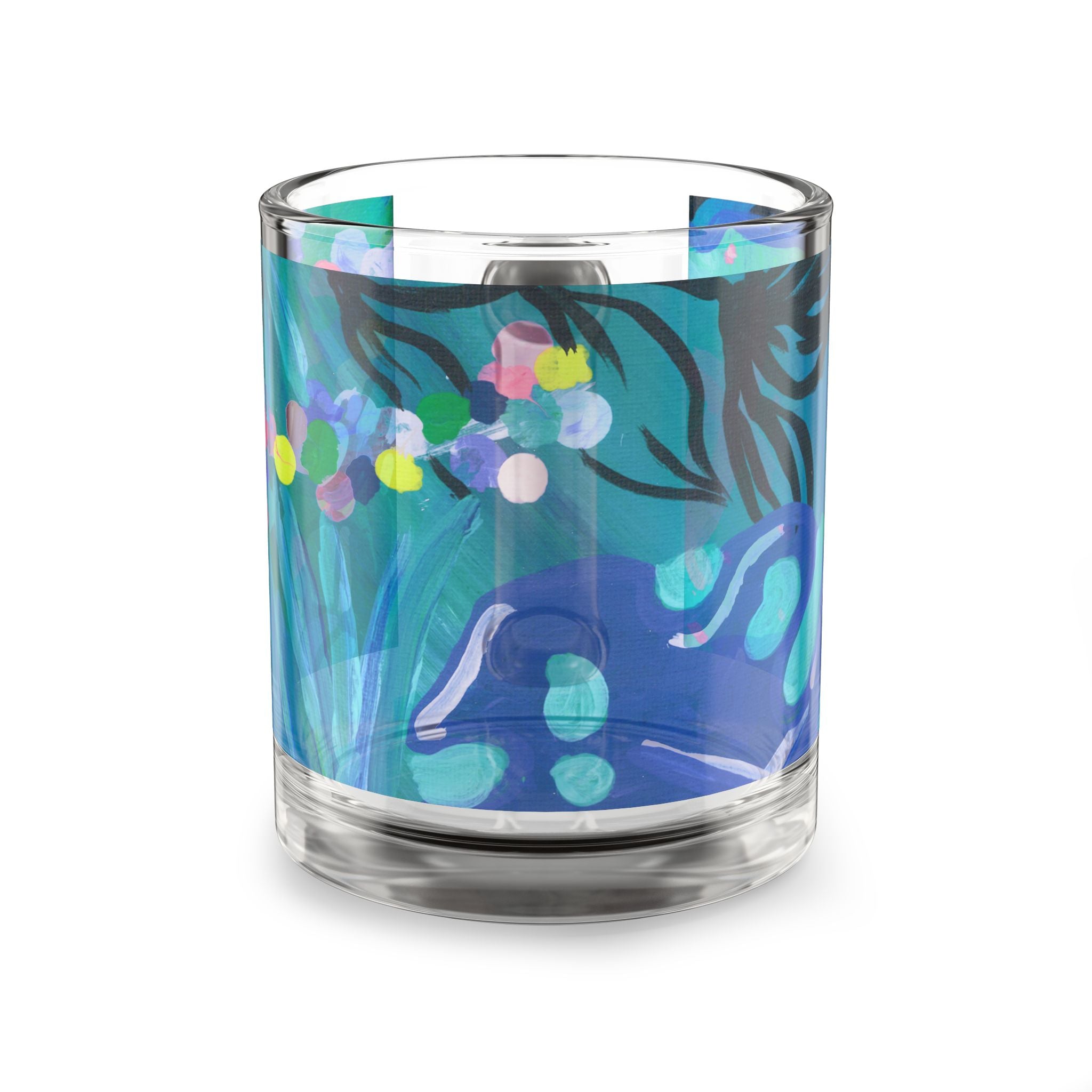 Blue Abstract Art Glass Mug — 10oz Ocean-Inspired Coffee Cup