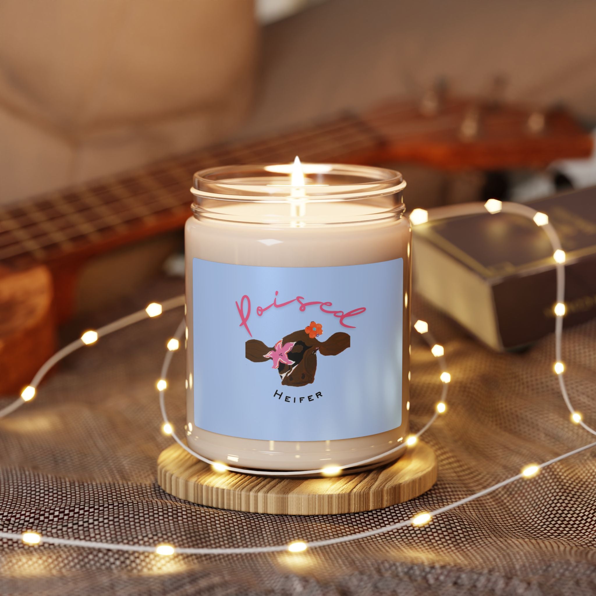 Scented Soy Candle — "Poised Heifer" Floral Cow 9oz