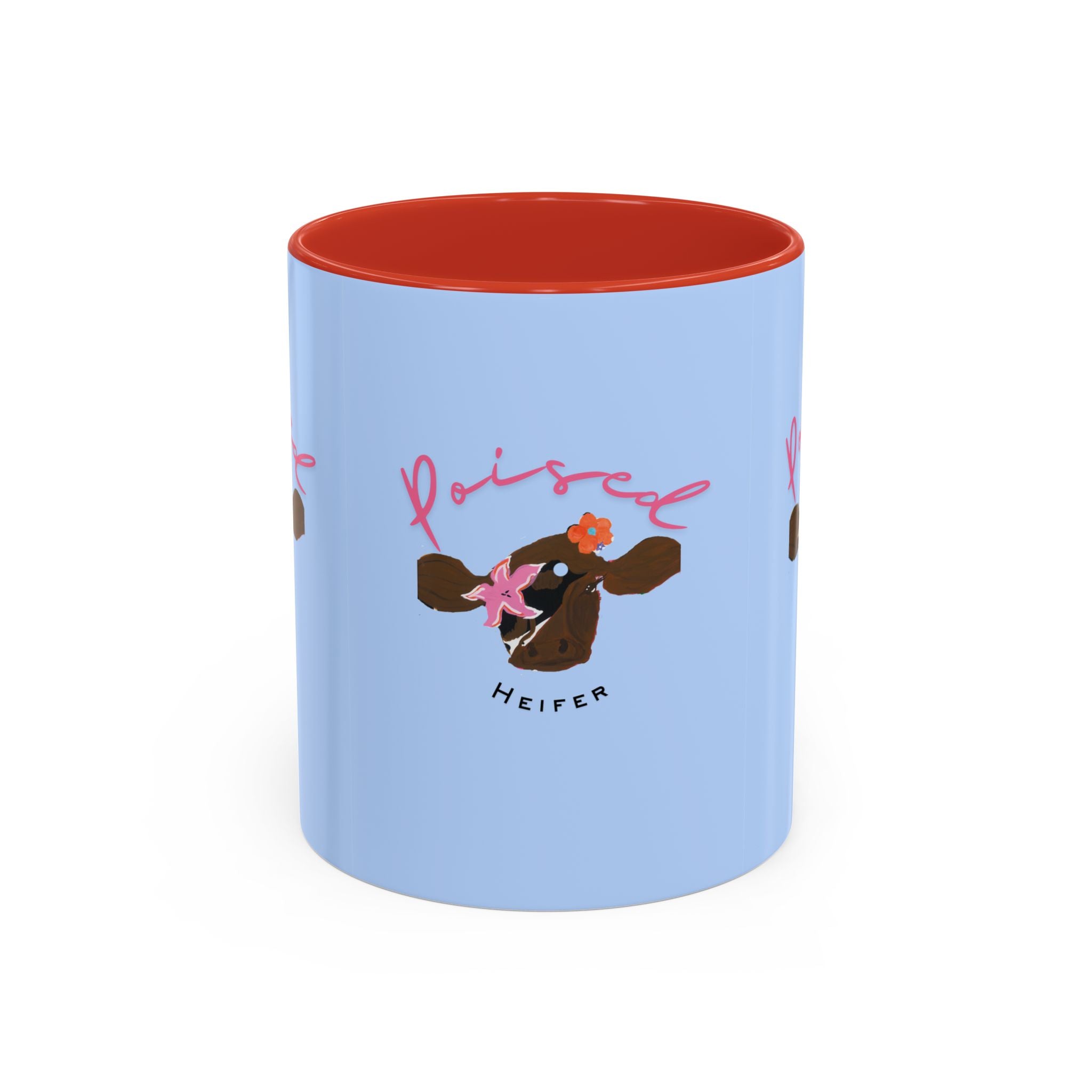 Poised Heifer Coffee Mug — Cute Floral Cow Accent Mug (11/15oz)