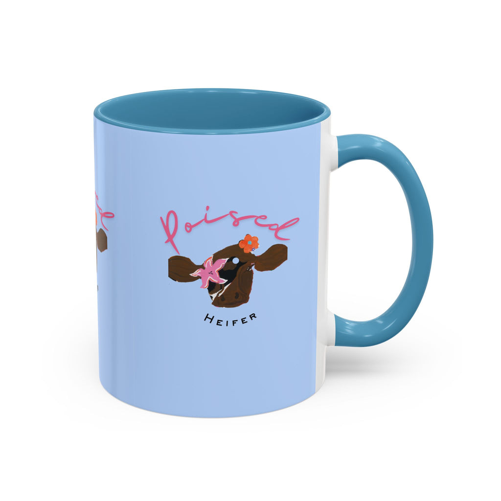 Poised Heifer Coffee Mug — Cute Floral Cow Accent Mug (11/15oz)