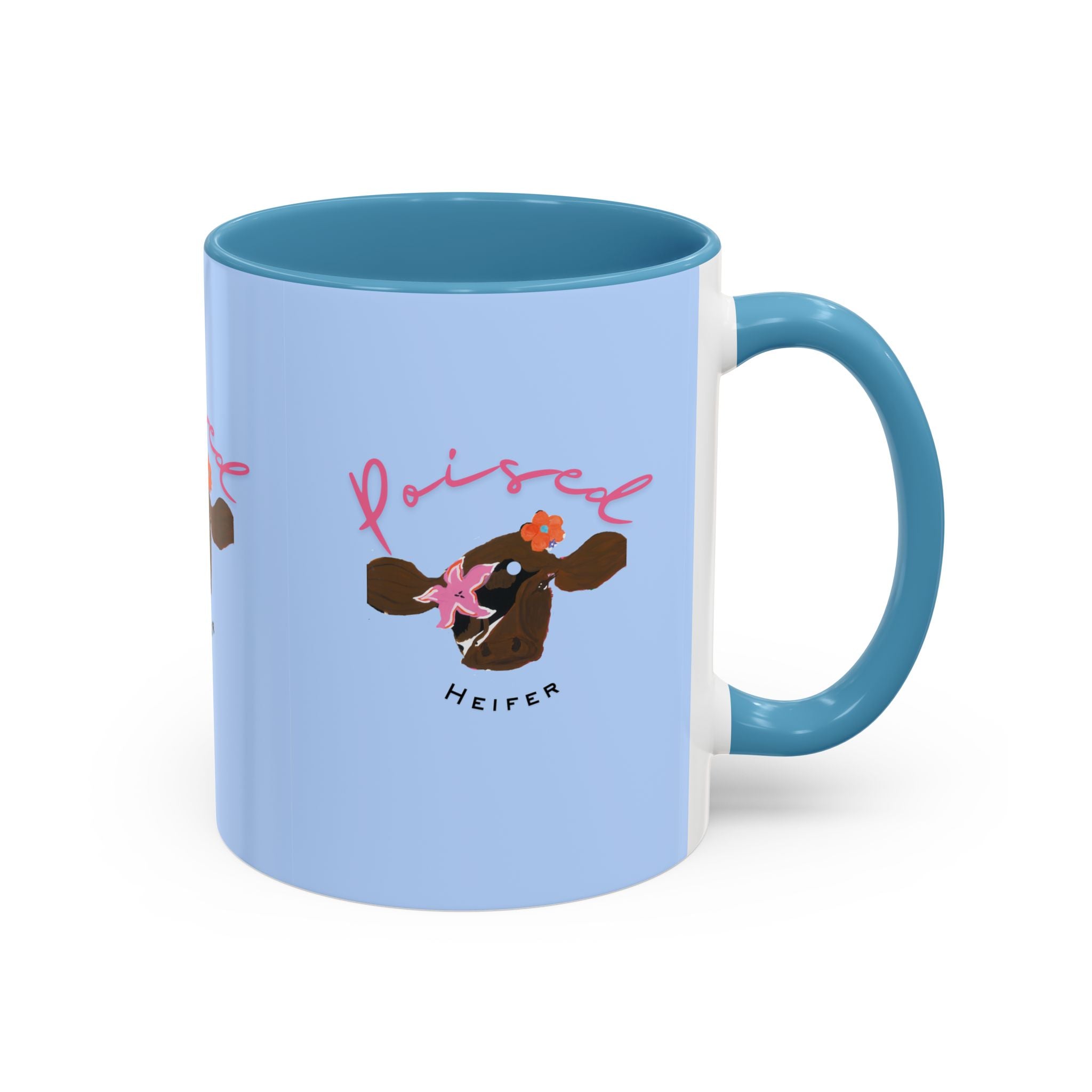 Poised Heifer Coffee Mug — Cute Floral Cow Accent Mug (11/15oz)