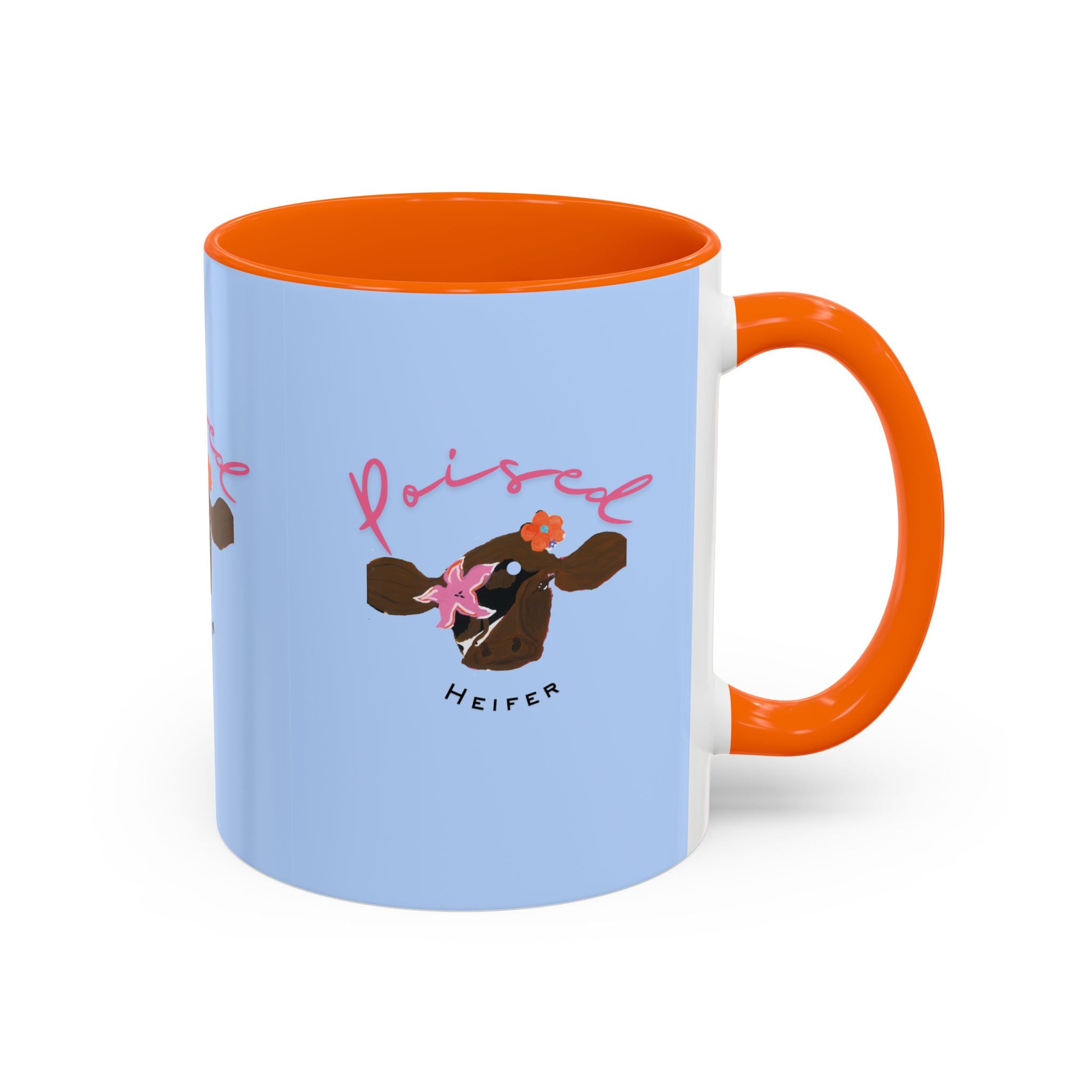 Poised Heifer Coffee Mug — Cute Floral Cow Accent Mug (11/15oz)