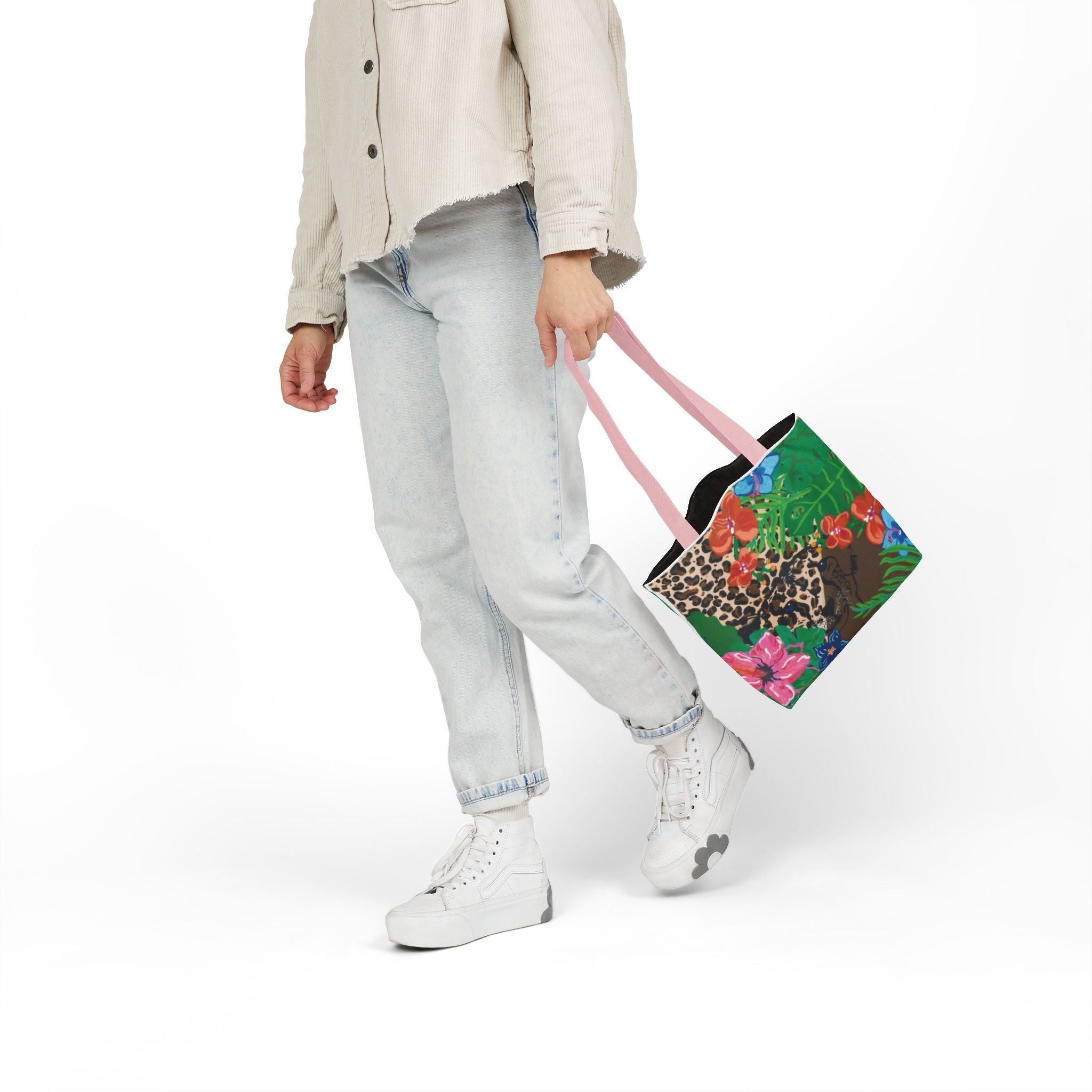Tote Bag — Tropical Cheetah Floral Canvas Tote