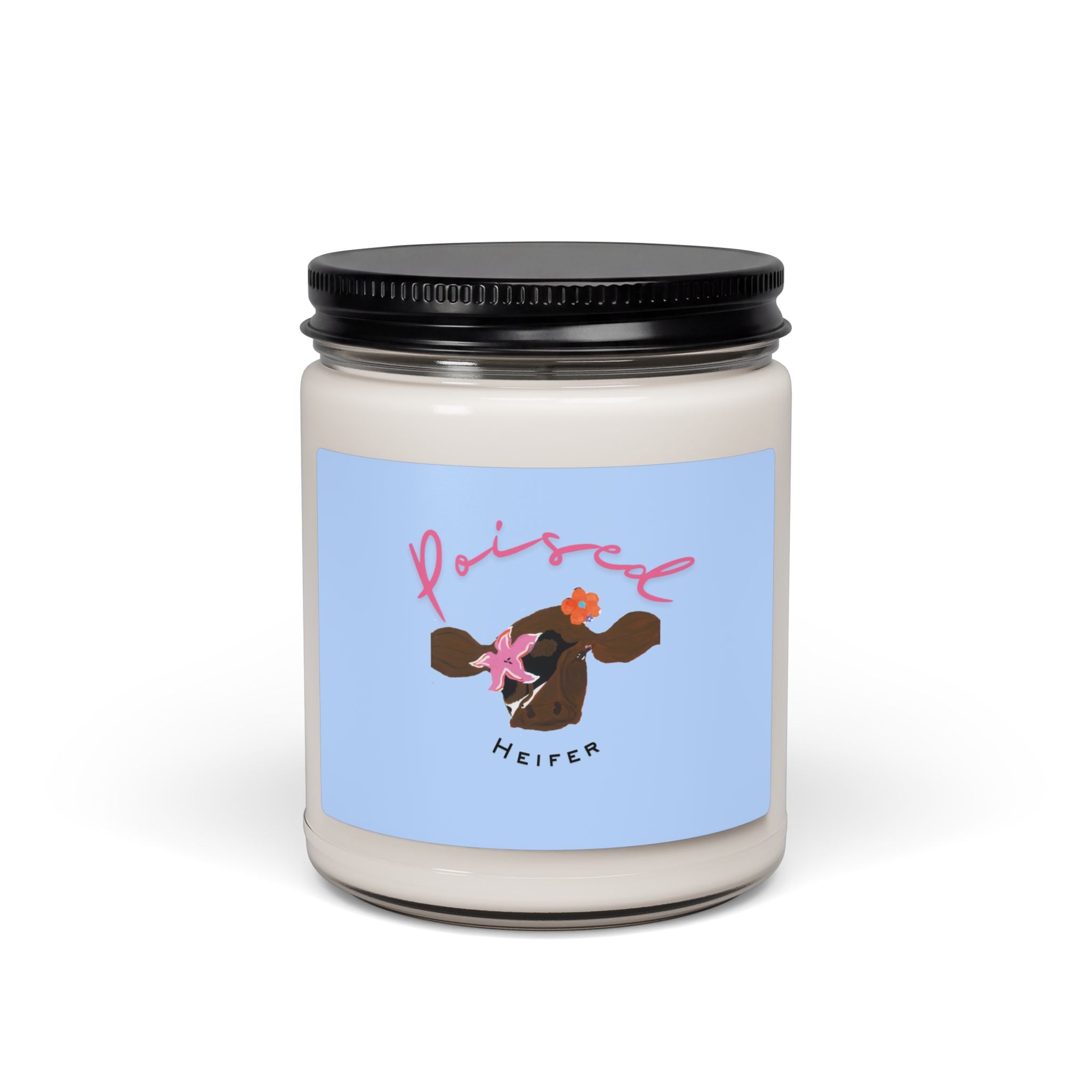 Scented Soy Candle — "Poised Heifer" Floral Cow 9oz