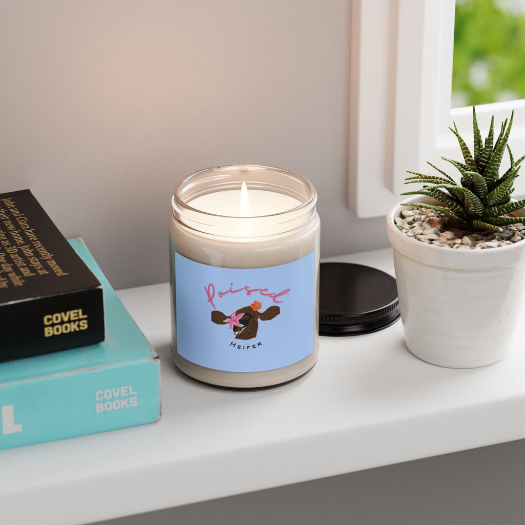 Scented Soy Candle — "Poised Heifer" Floral Cow 9oz
