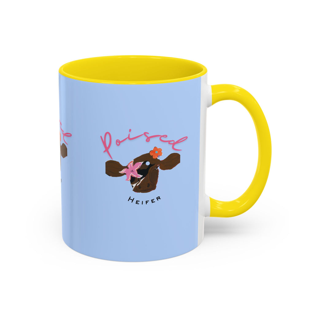 Poised Heifer Coffee Mug — Cute Floral Cow Accent Mug (11/15oz)