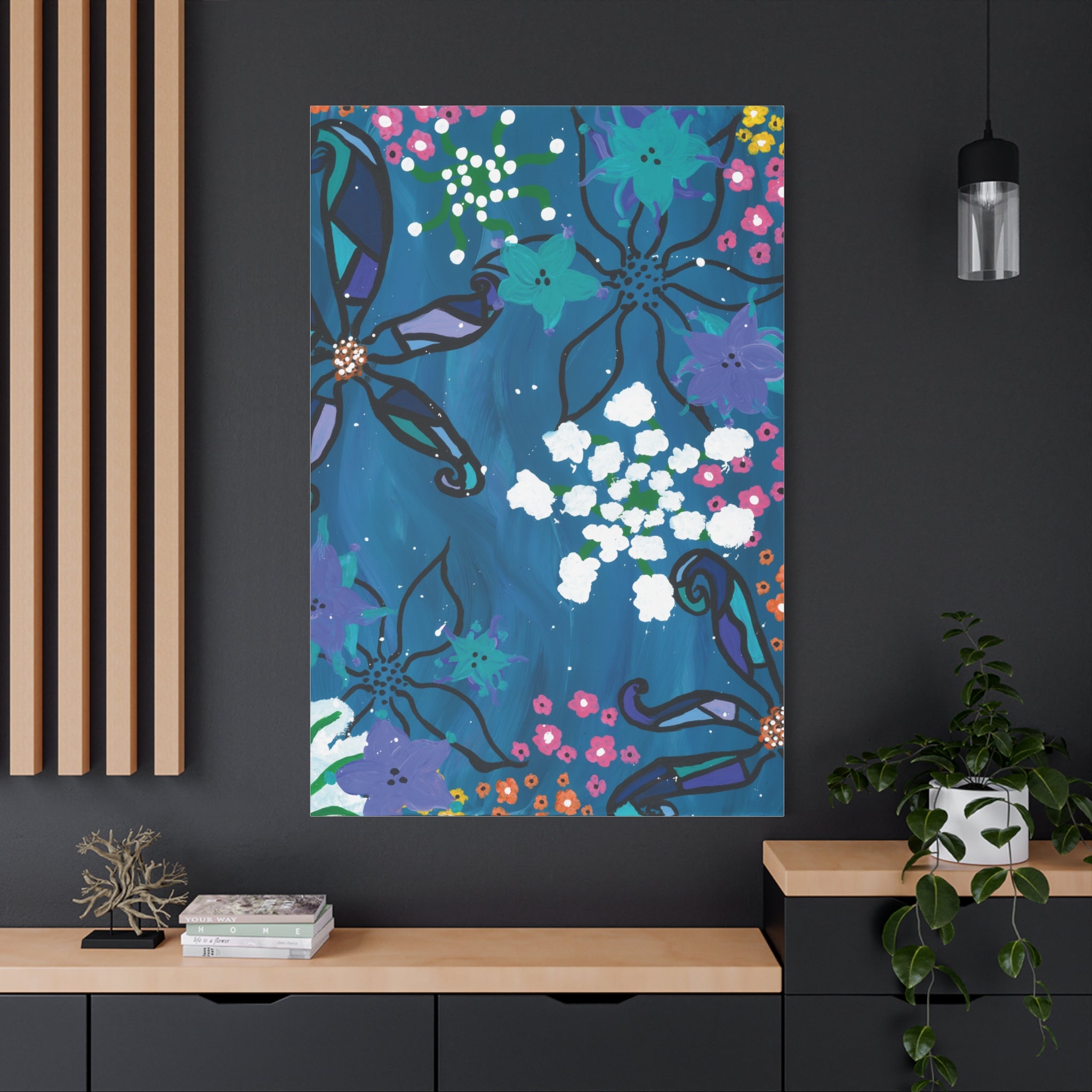 Matte Canvas, Abstract Florals in Water, Stretched, 1.25"